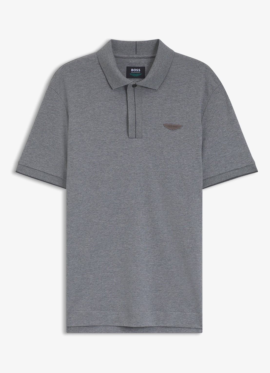 BOSS Regular fit polo met logo - voorkant middengrijs