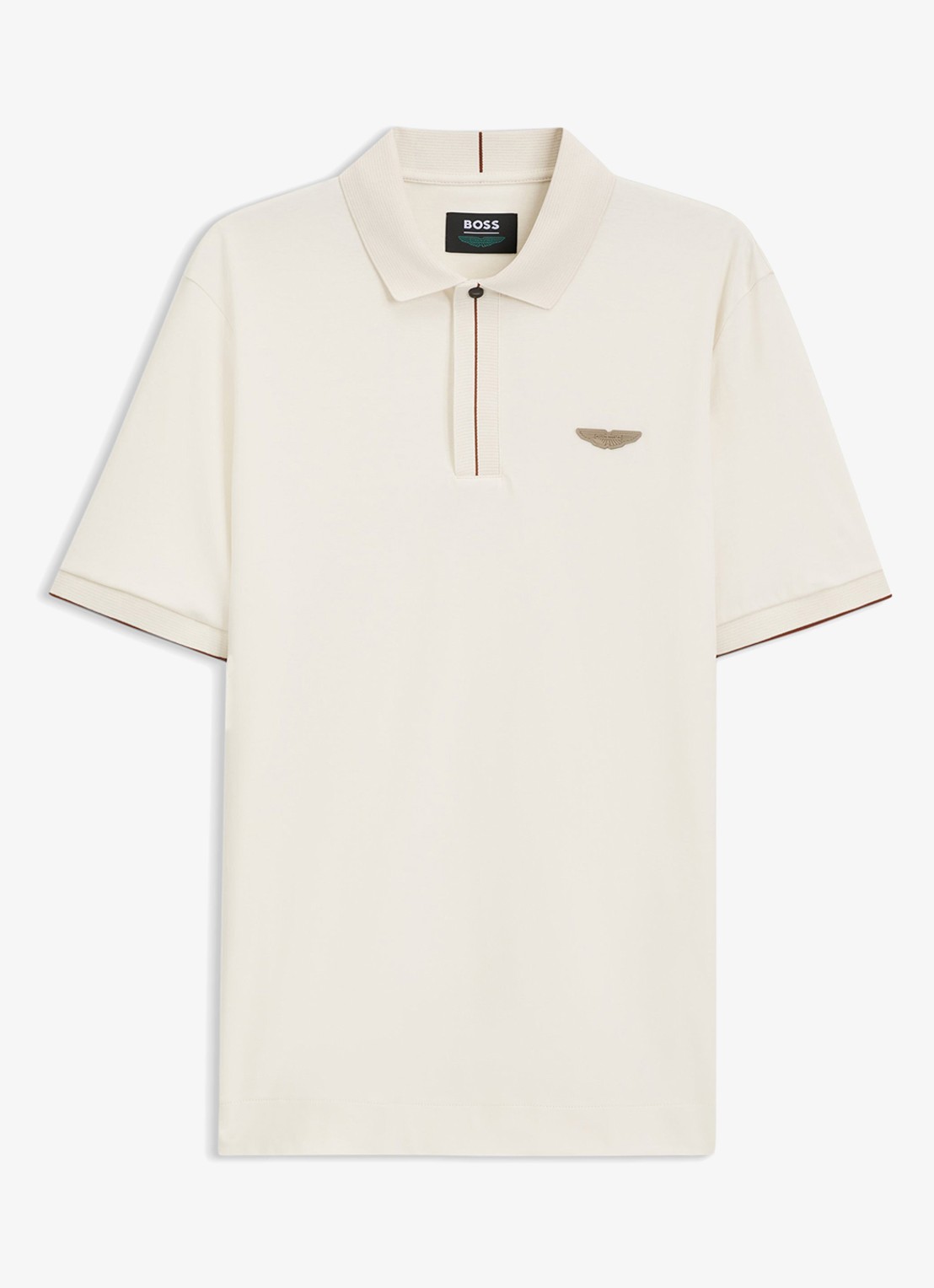 BOSS Regular fit polo met logo - voorkant gebroken wit