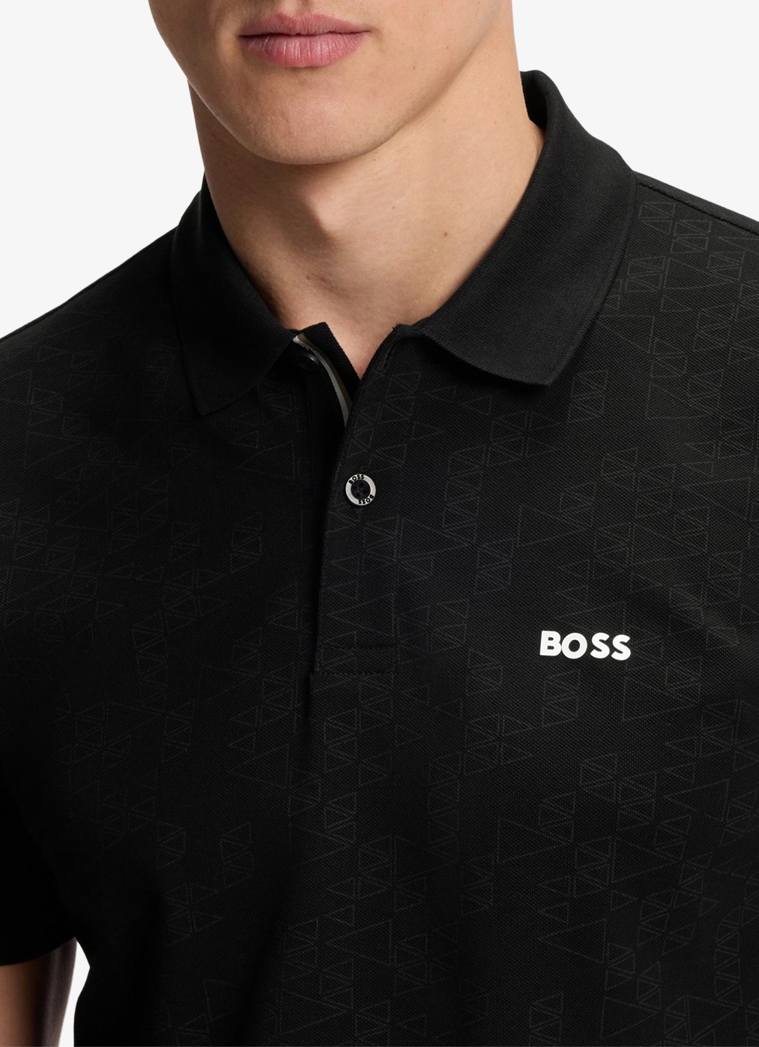 BOSS Regular fit polo met logoprint - detail 5 zwart