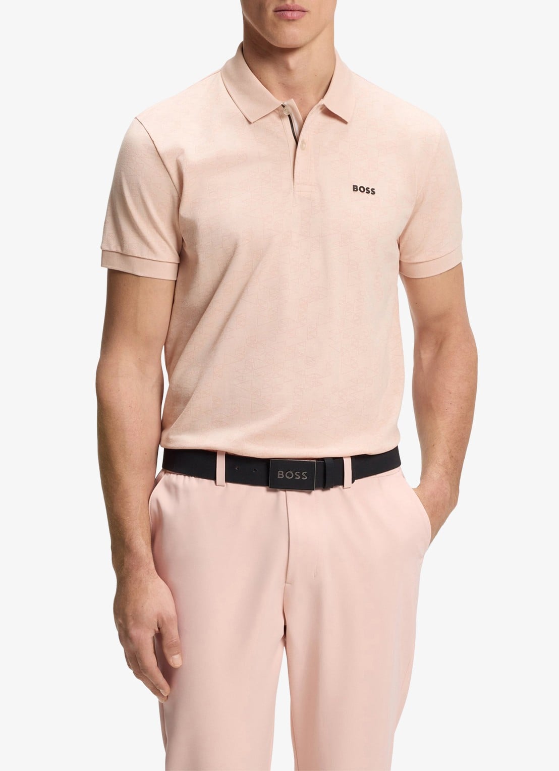 BOSS Regular fit polo met logoprint - detail 4 zalmroze