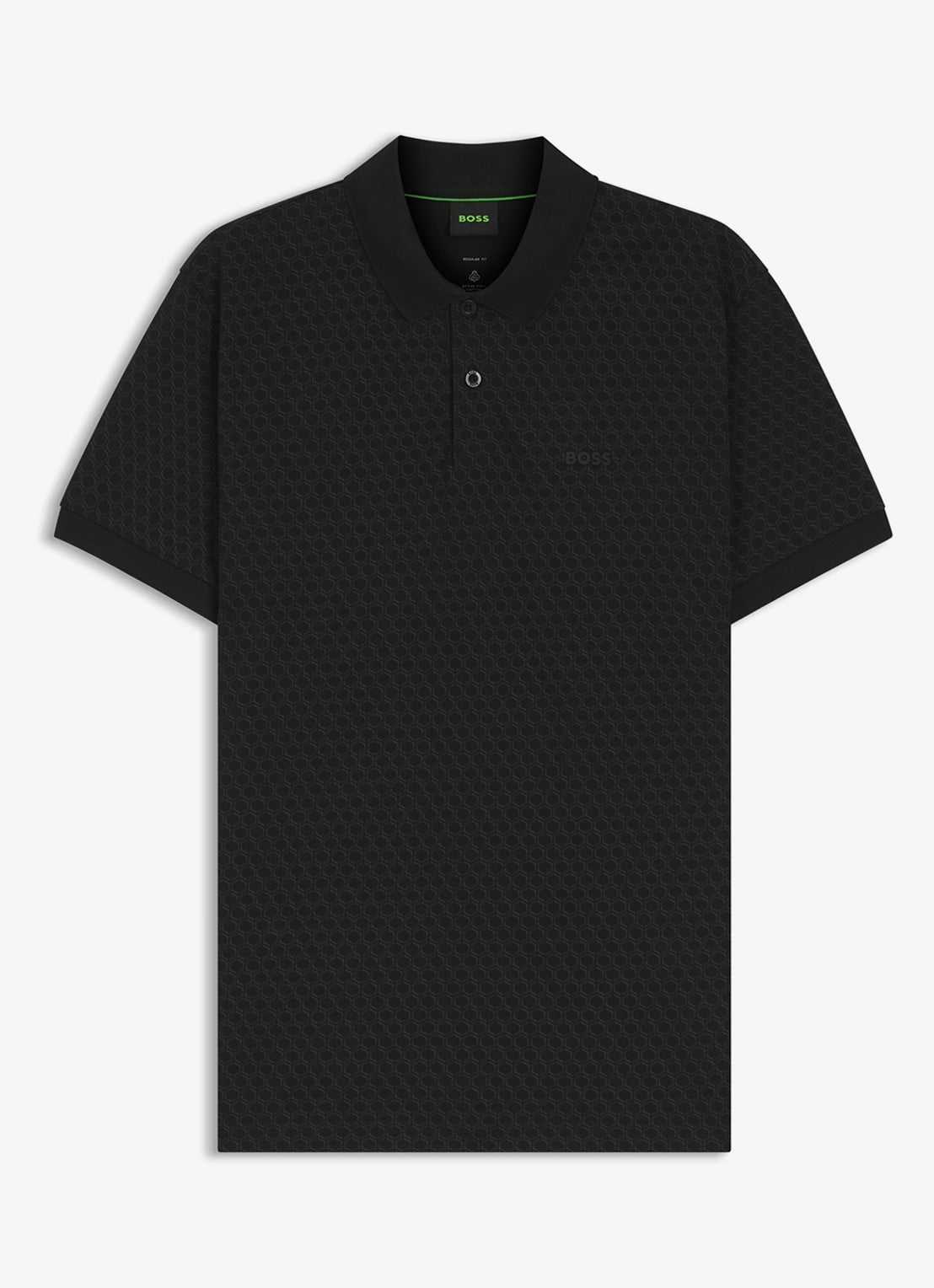 BOSS Regular fit polo met structuur  - voorkant 4 zwart