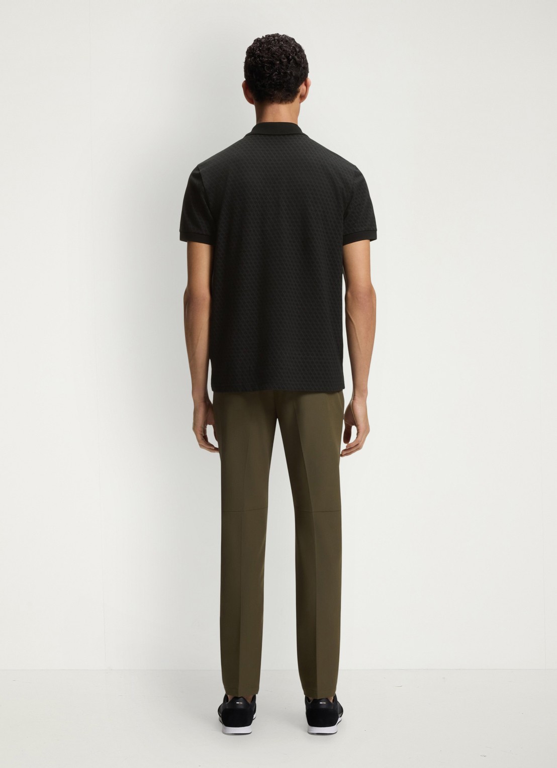 BOSS Regular fit polo met structuur  - achterkant 3 zwart