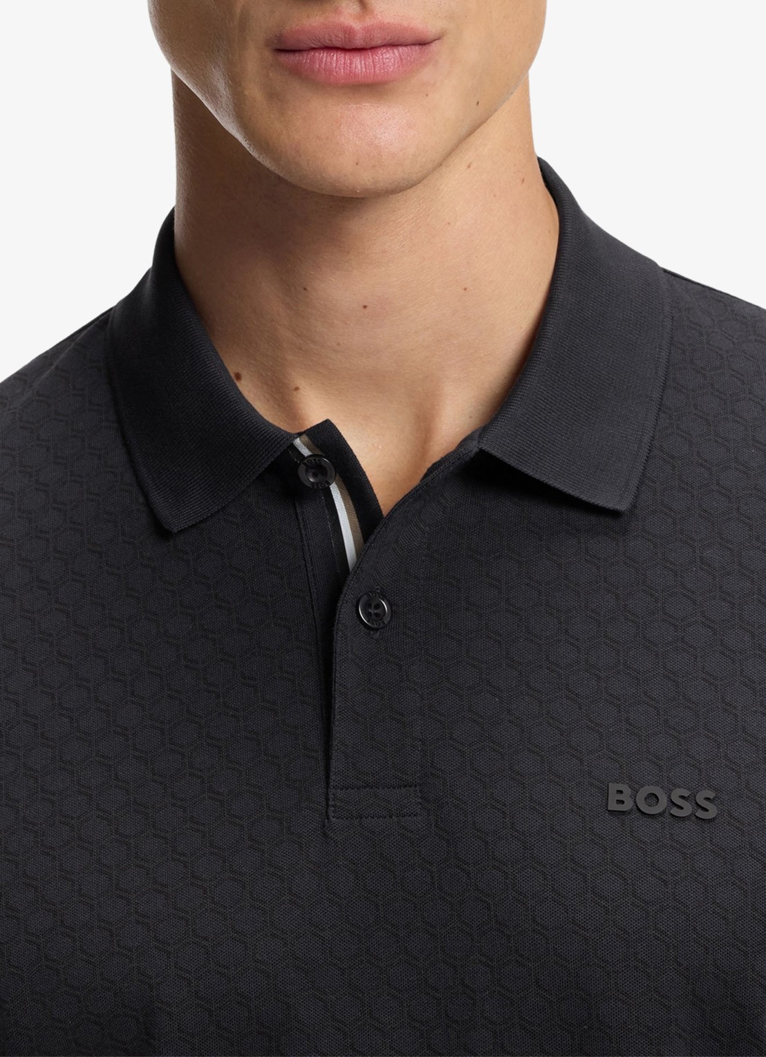 BOSS Regular fit polo met structuur  - detail 5 donkerblauw