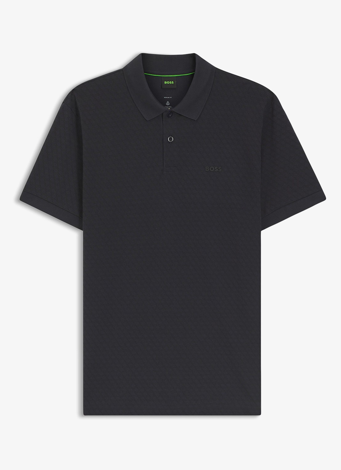 BOSS Regular fit polo met structuur  - voorkant donkerblauw
