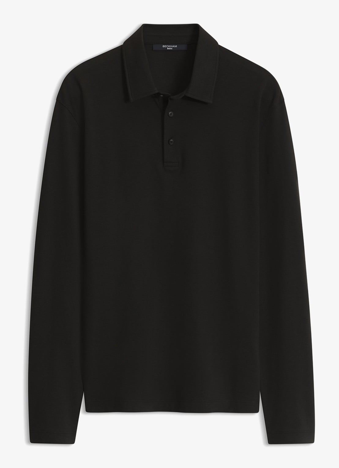 BOSS Regular fit polo met structuur - voorkant zwart