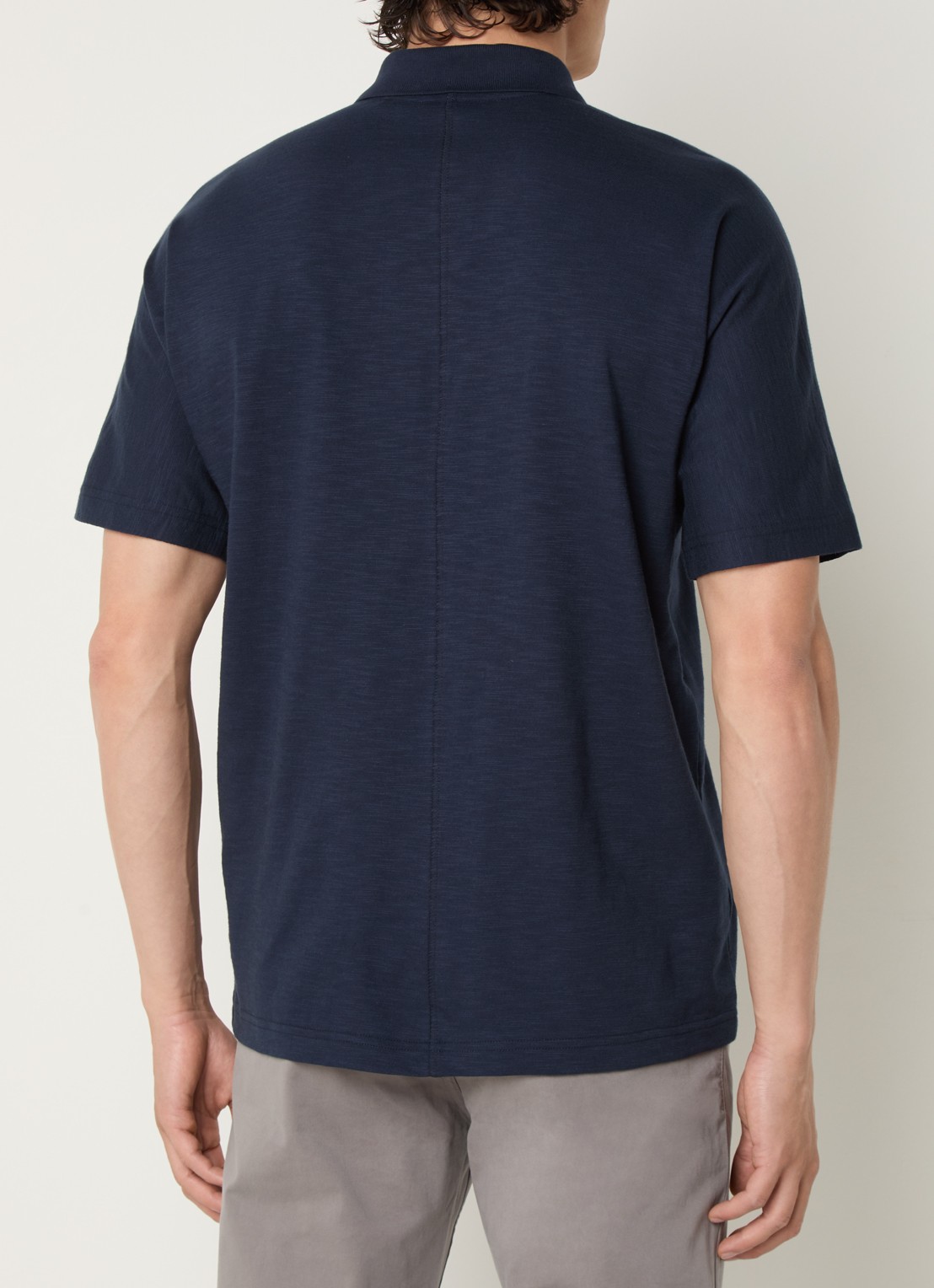 BOSS Regular fit polo van jersey met logo  - achterkant 2 donkerblauw