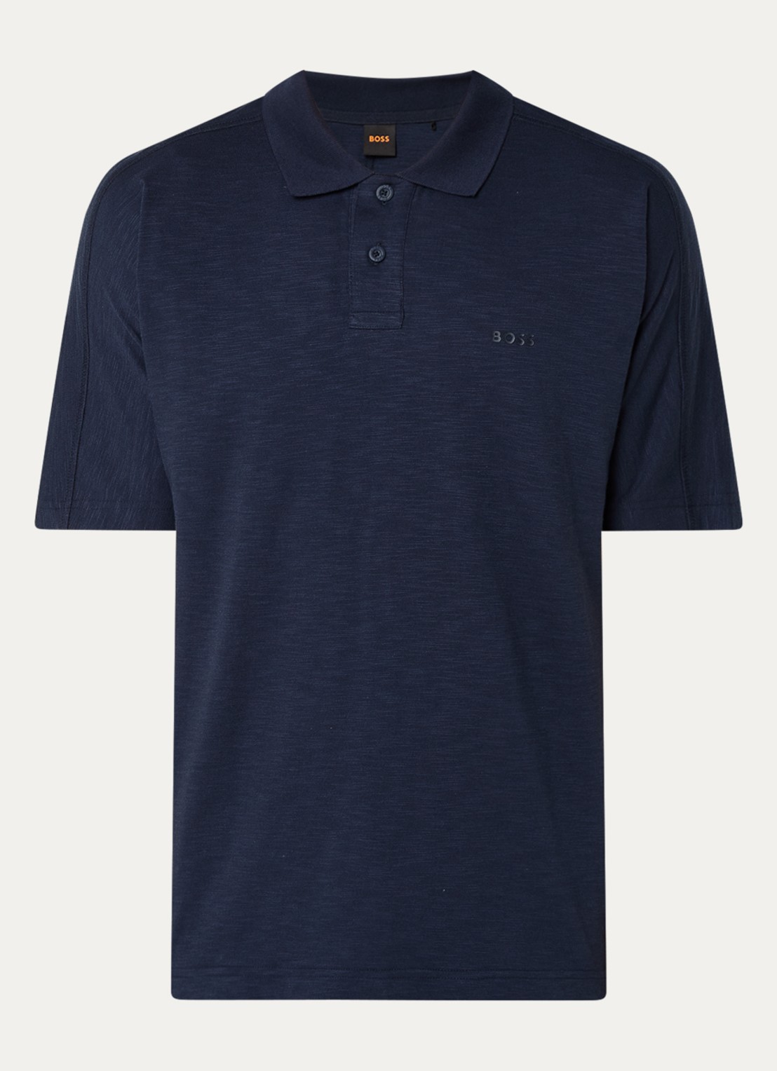 BOSS Regular fit polo van jersey met logo  - voorkant 3 donkerblauw