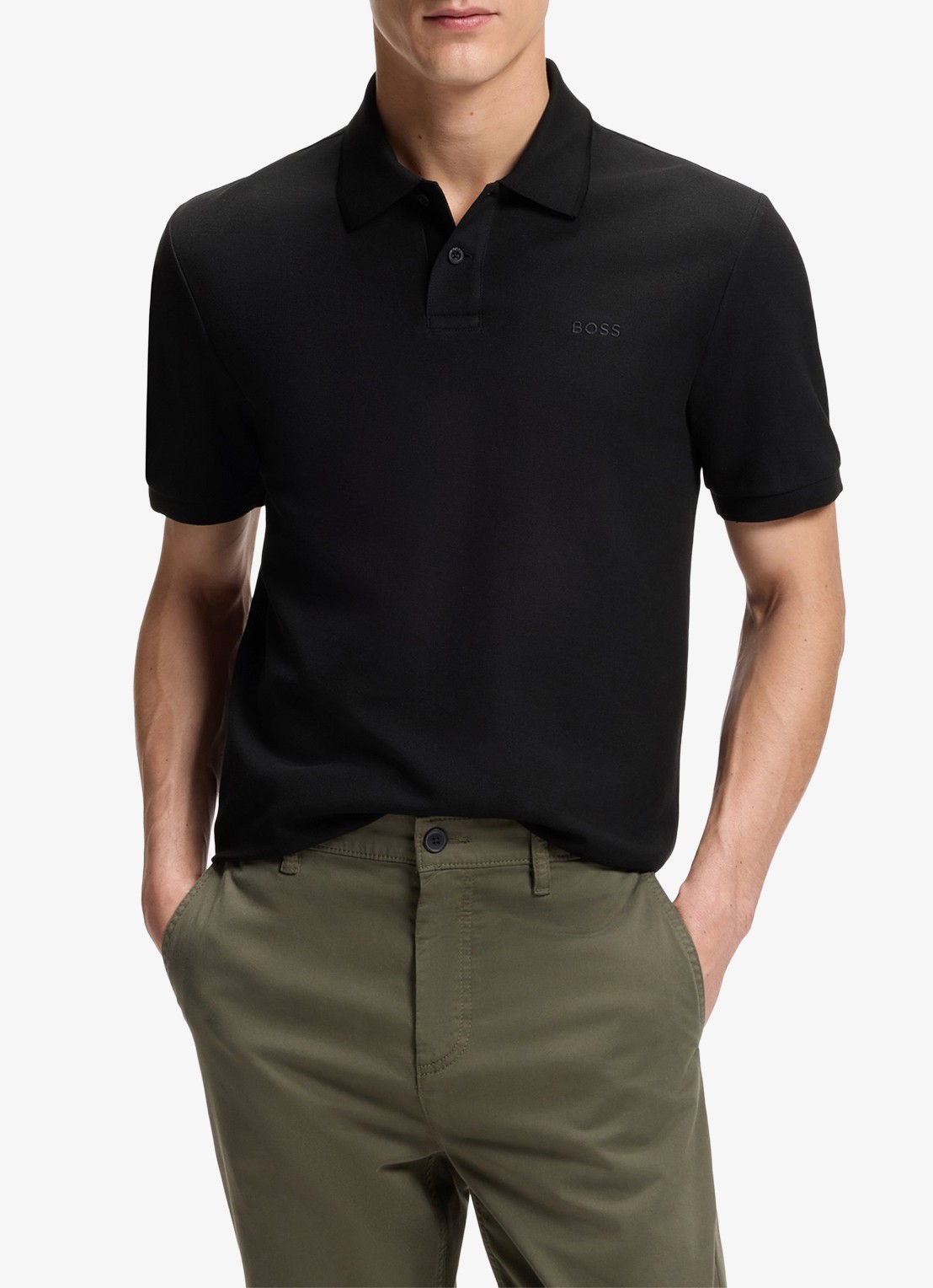 BOSS Regular fit polo van katoen - detail 4 zwart