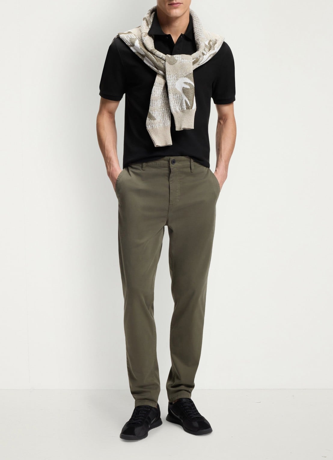 BOSS Regular fit polo van katoen - voorkant 3 zwart