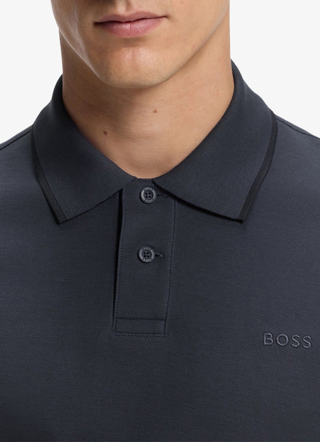 BOSS Regular fit polo van katoen - detail 2 donkerblauw
