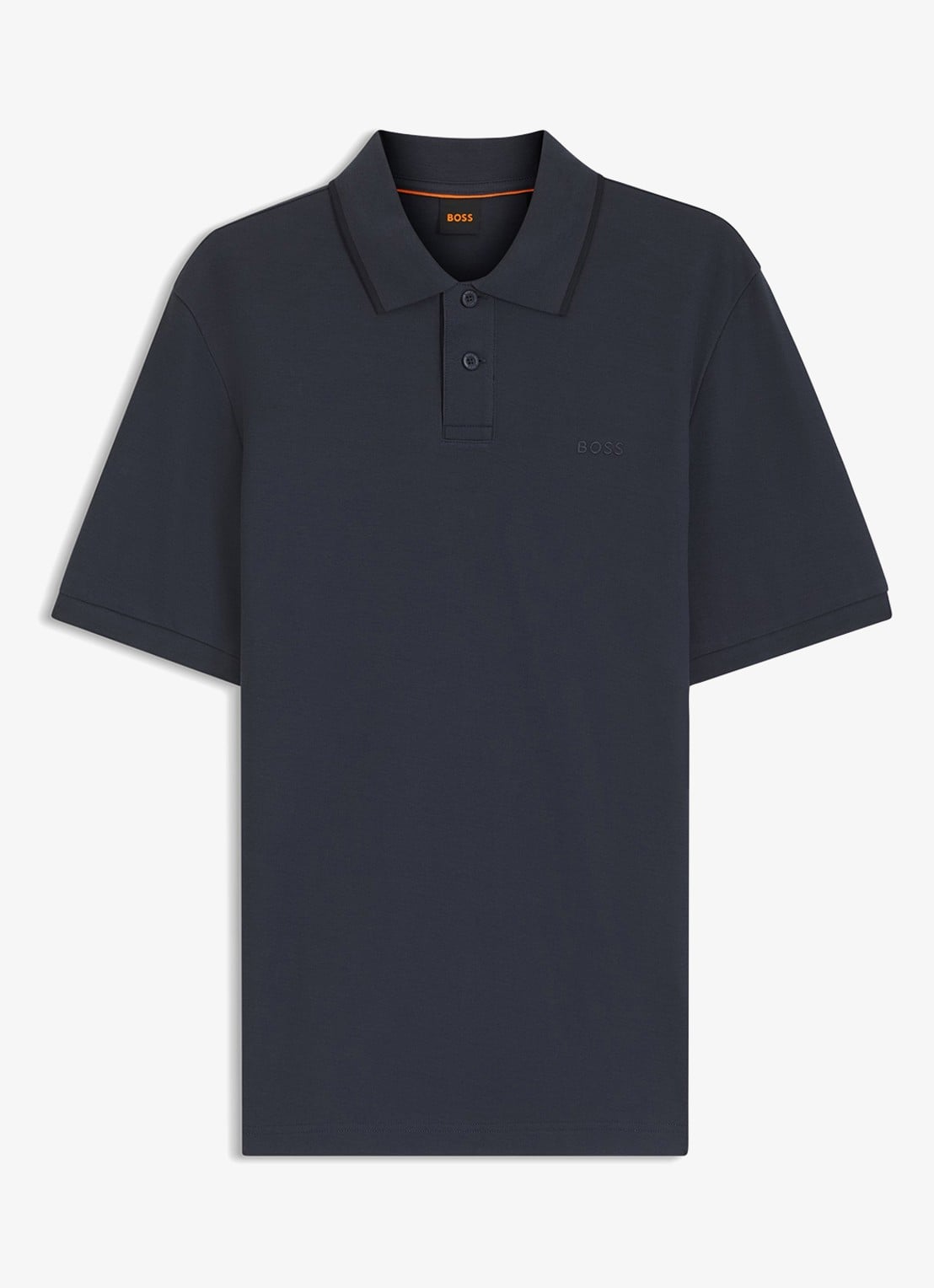 BOSS Regular fit polo van katoen - voorkant 4 donkerblauw