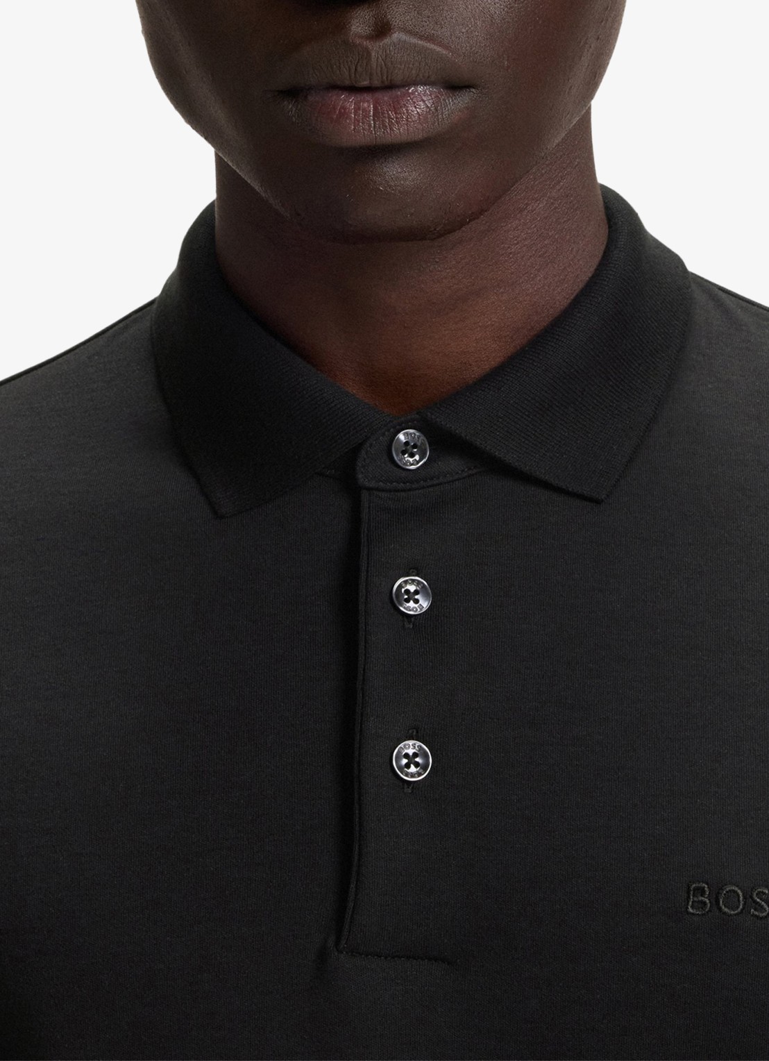 BOSS Regular fit polo van katoen - detail 4 zwart