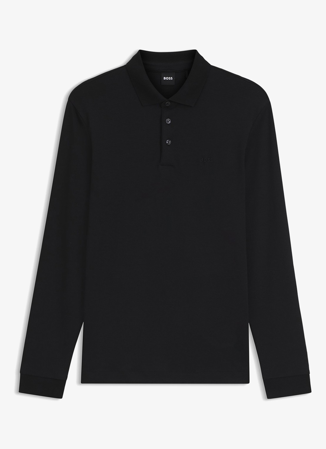 BOSS Regular fit polo van katoen - voorkant zwart