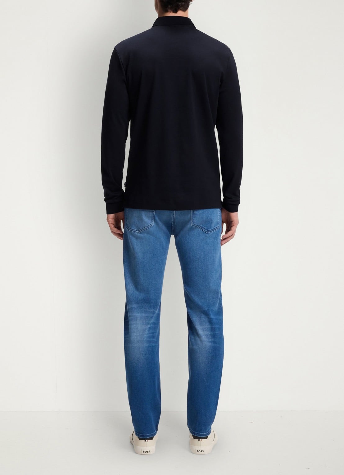 BOSS Regular fit polo van katoen - achterkant 6 donkerblauw