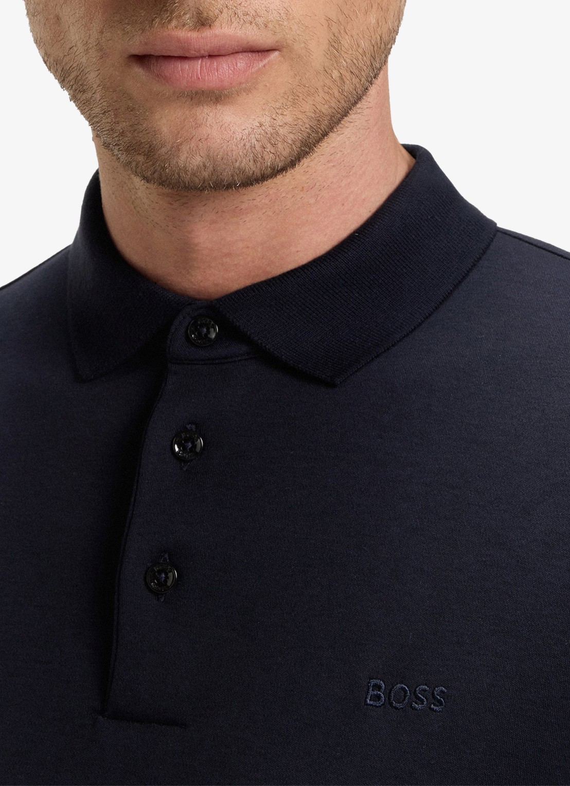 BOSS Regular fit polo van katoen - detail 4 donkerblauw
