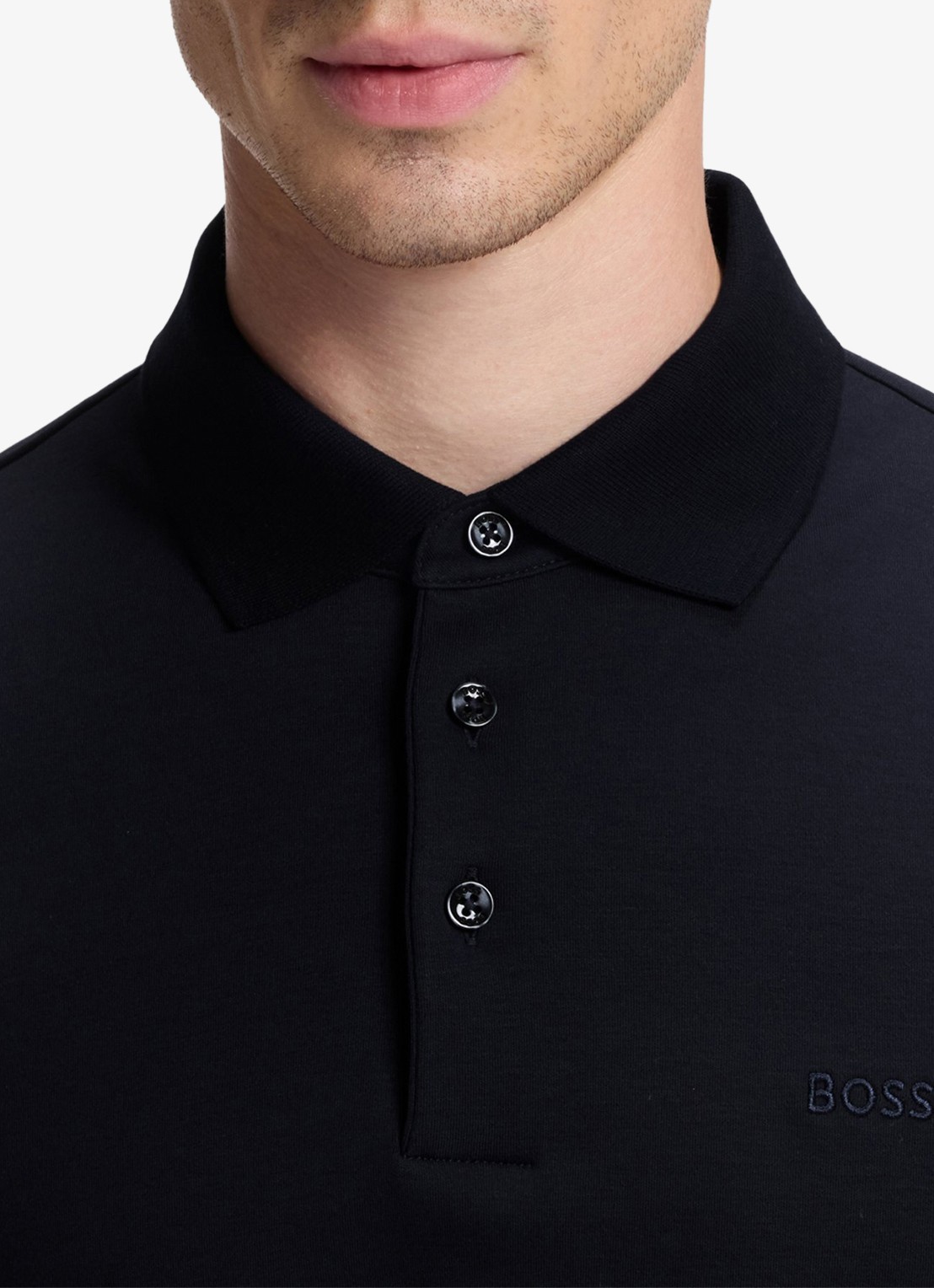 BOSS Regular fit polo van katoen - detail 5 donkerblauw