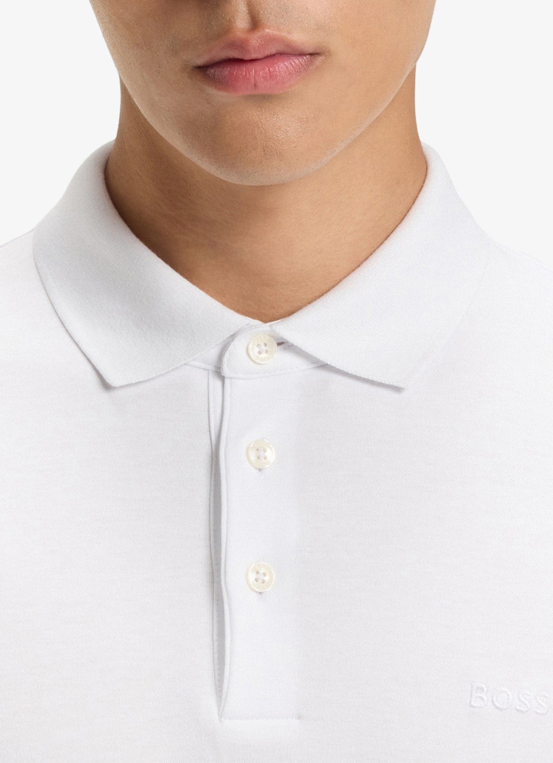 BOSS Regular fit polo van katoen - detail 4 wit