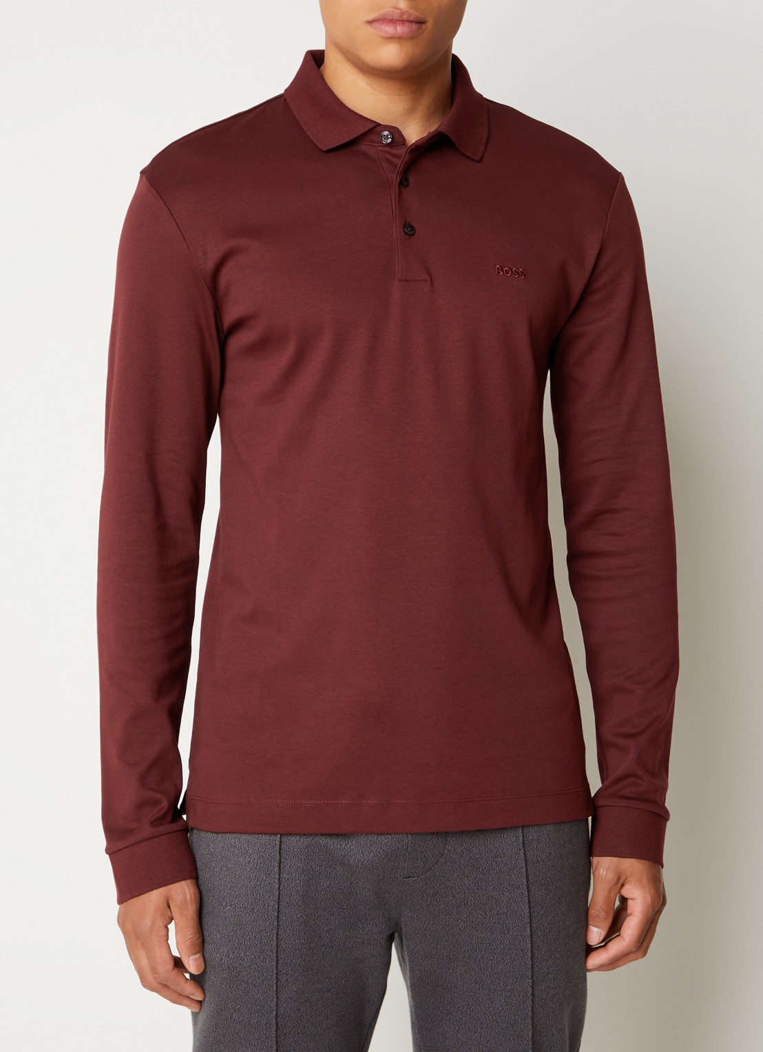 BOSS Regular fit polo van katoen - detail 3 donkerrood