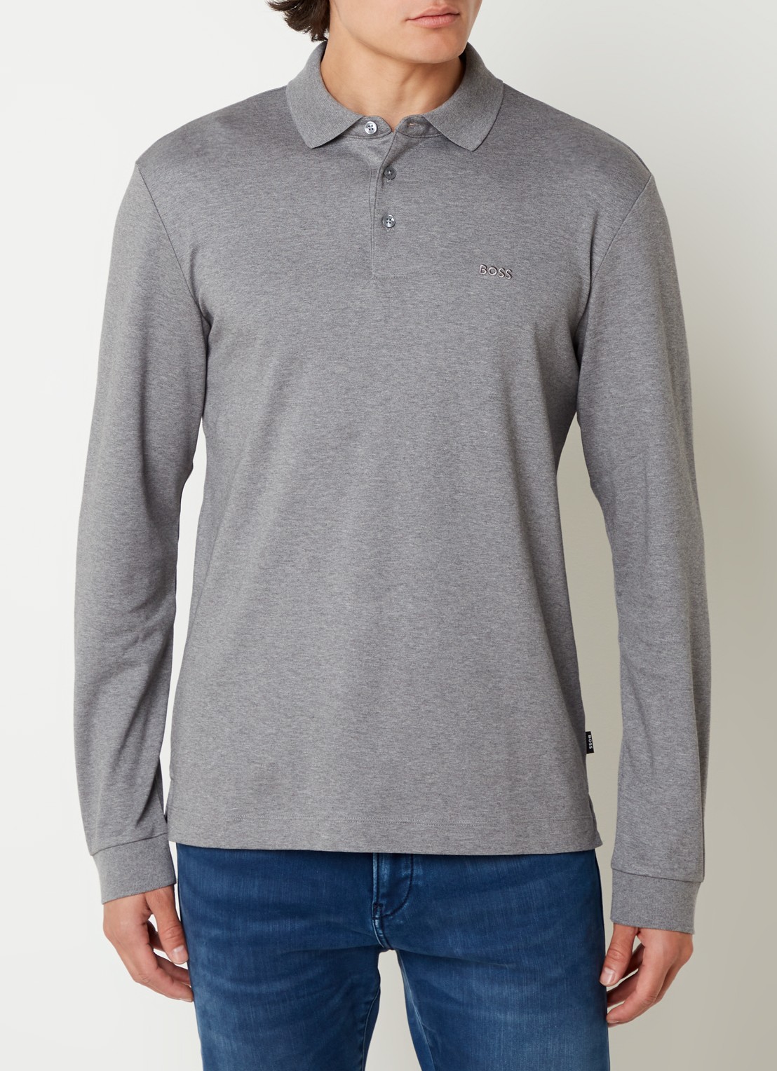BOSS Regular fit polo van katoen - detail middengrijs