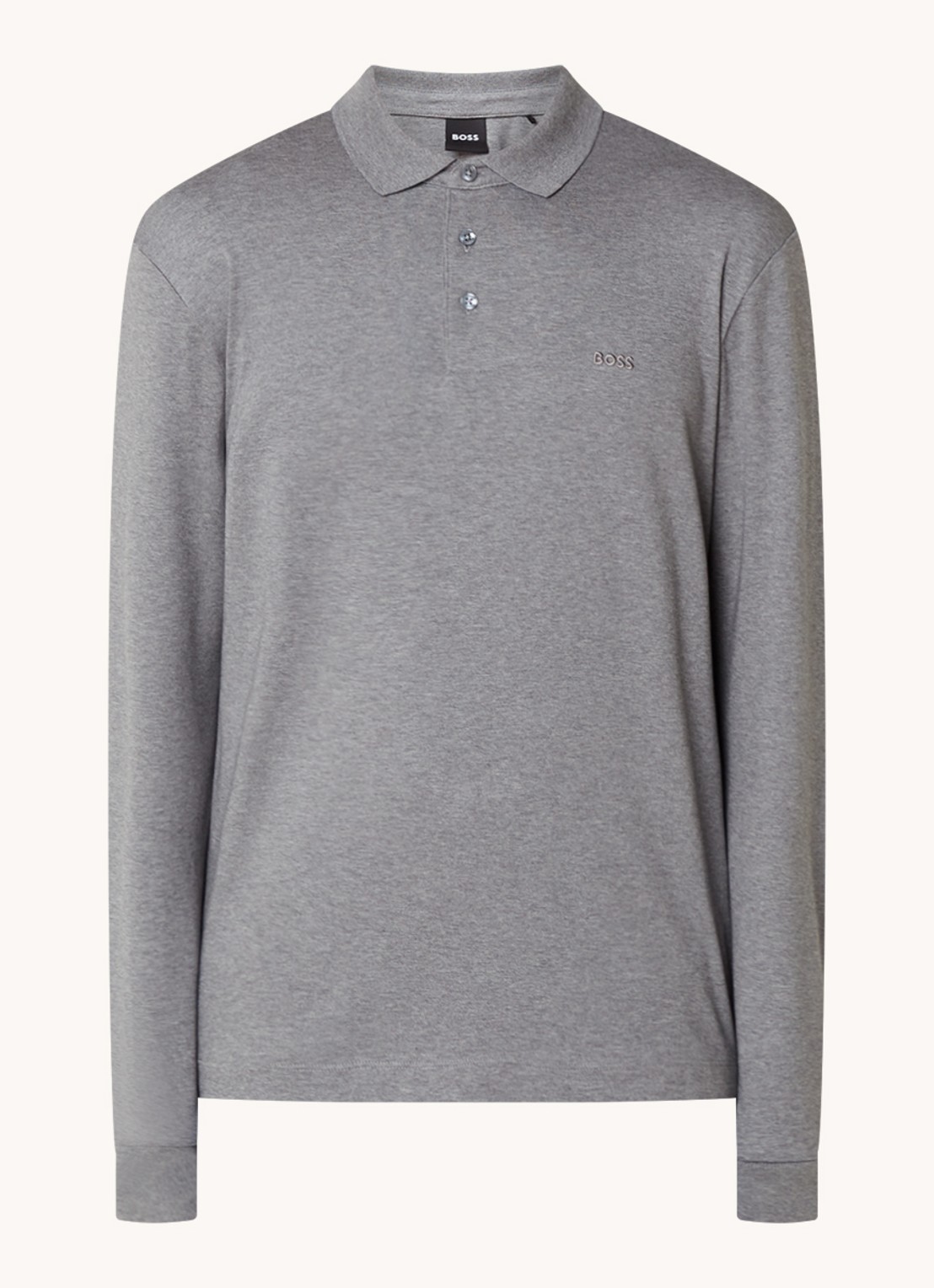 BOSS Regular fit polo van katoen - voorkant 3 middengrijs