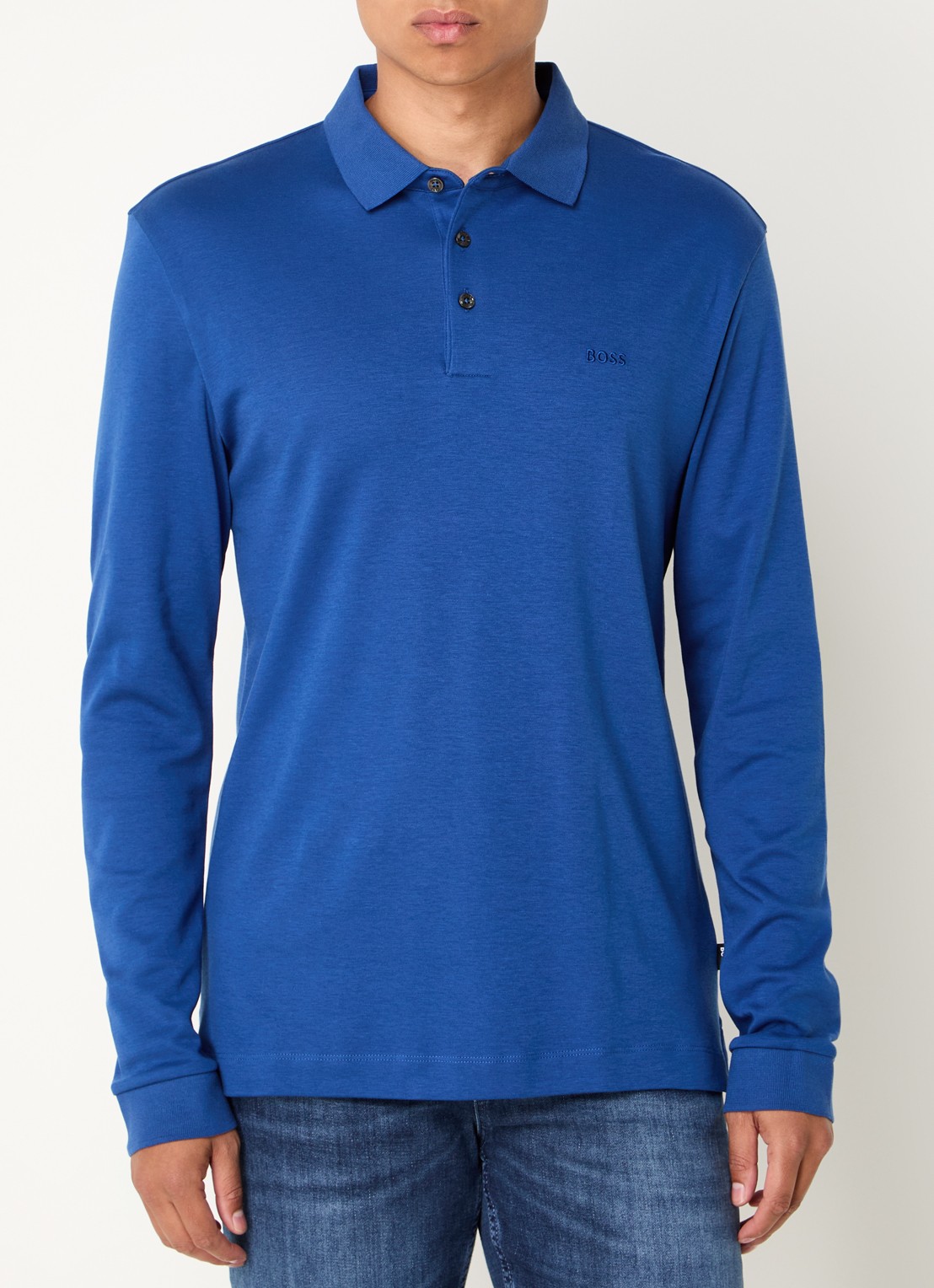 BOSS Regular fit polo van katoen - detail 3 royalblauw