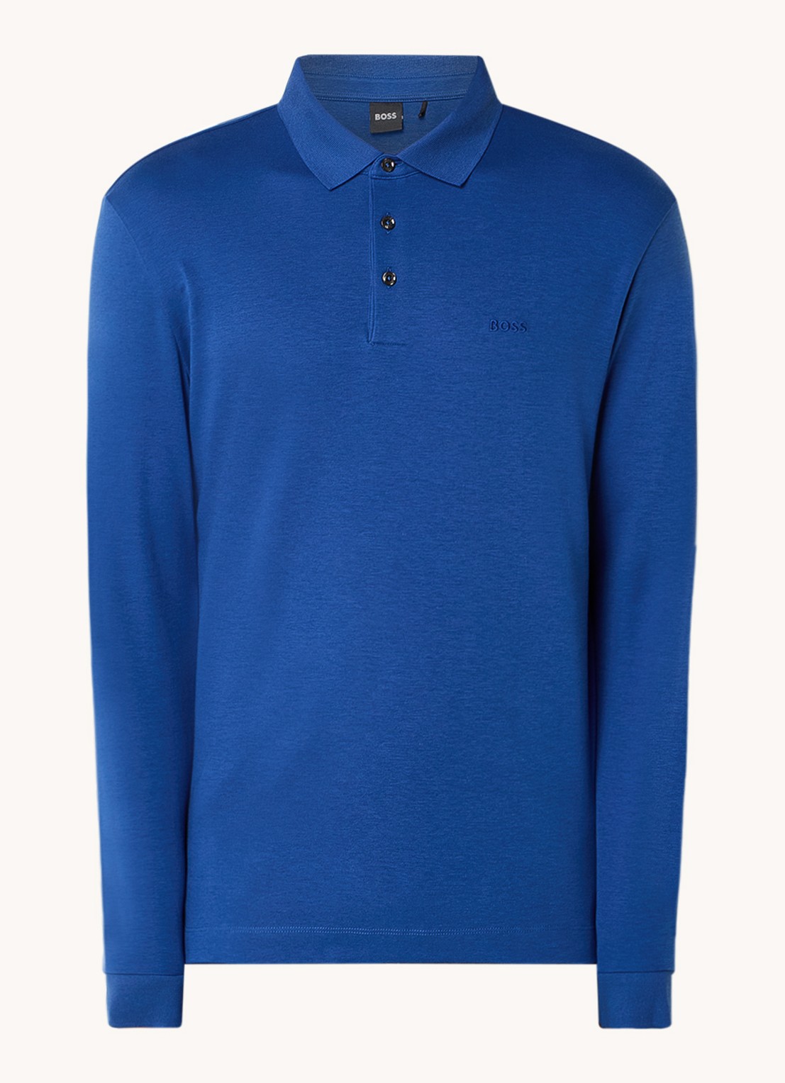 BOSS Regular fit polo van katoen - voorkant royalblauw