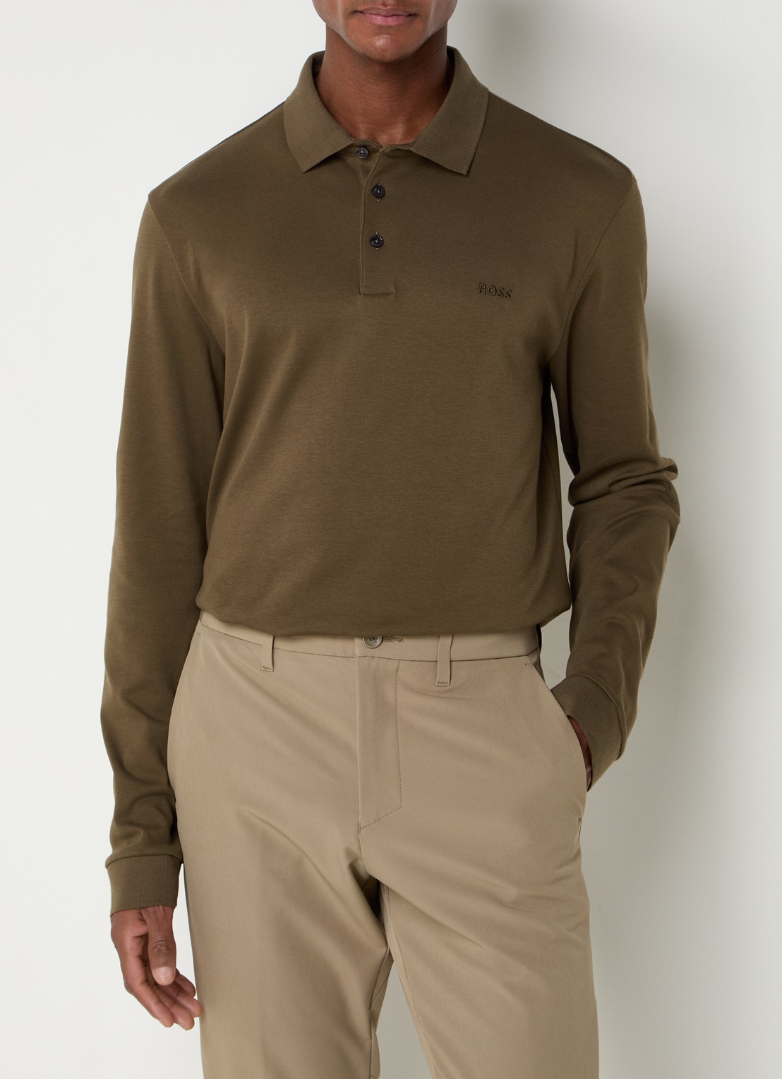 BOSS Regular fit polo van katoen - detail 4 mosgroen