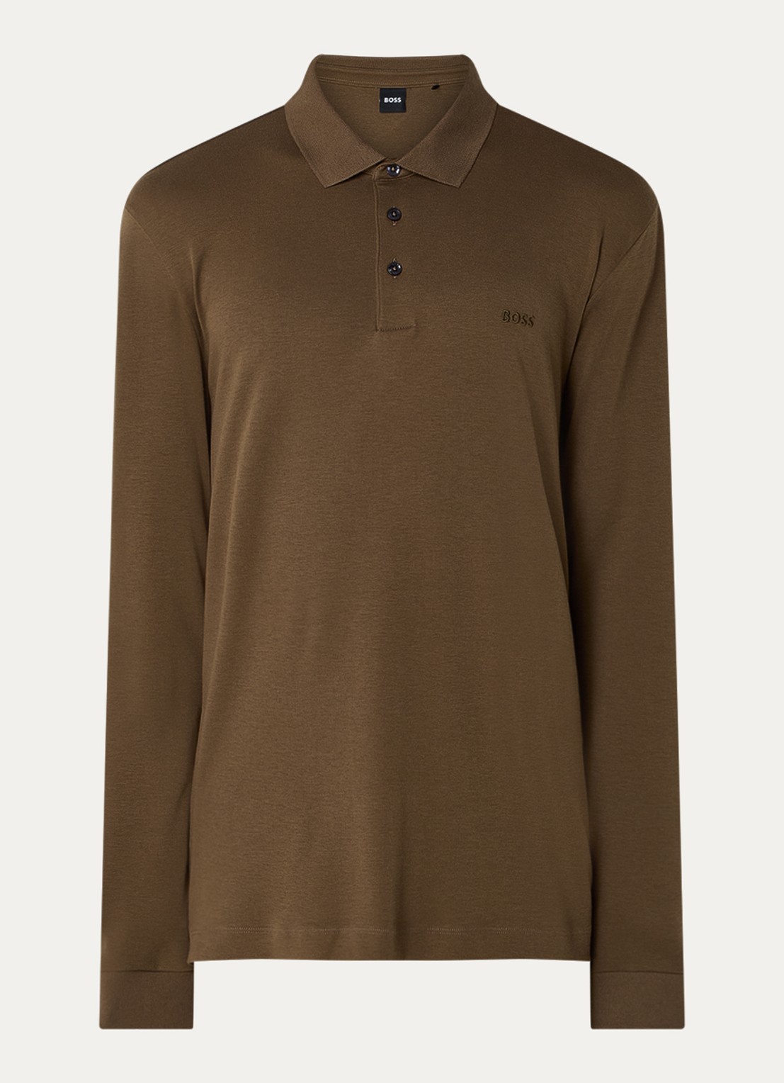 BOSS Regular fit polo van katoen - voorkant mosgroen