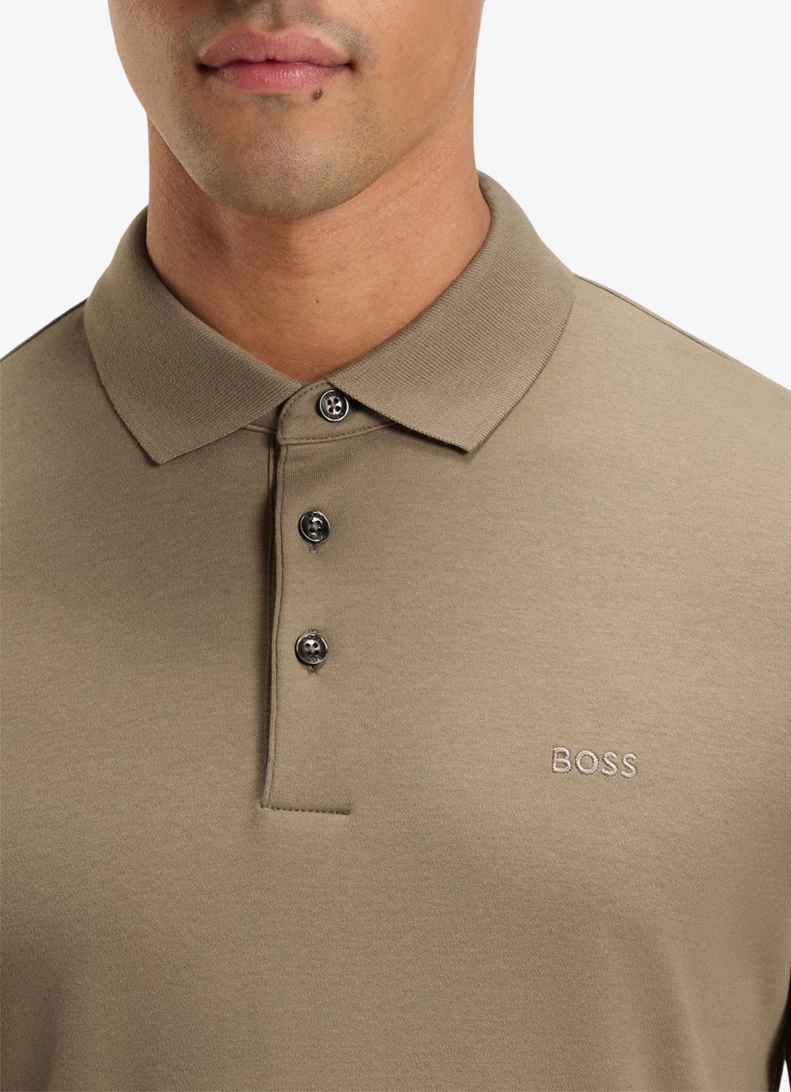BOSS Regular fit polo van katoen - detail 2 bruin