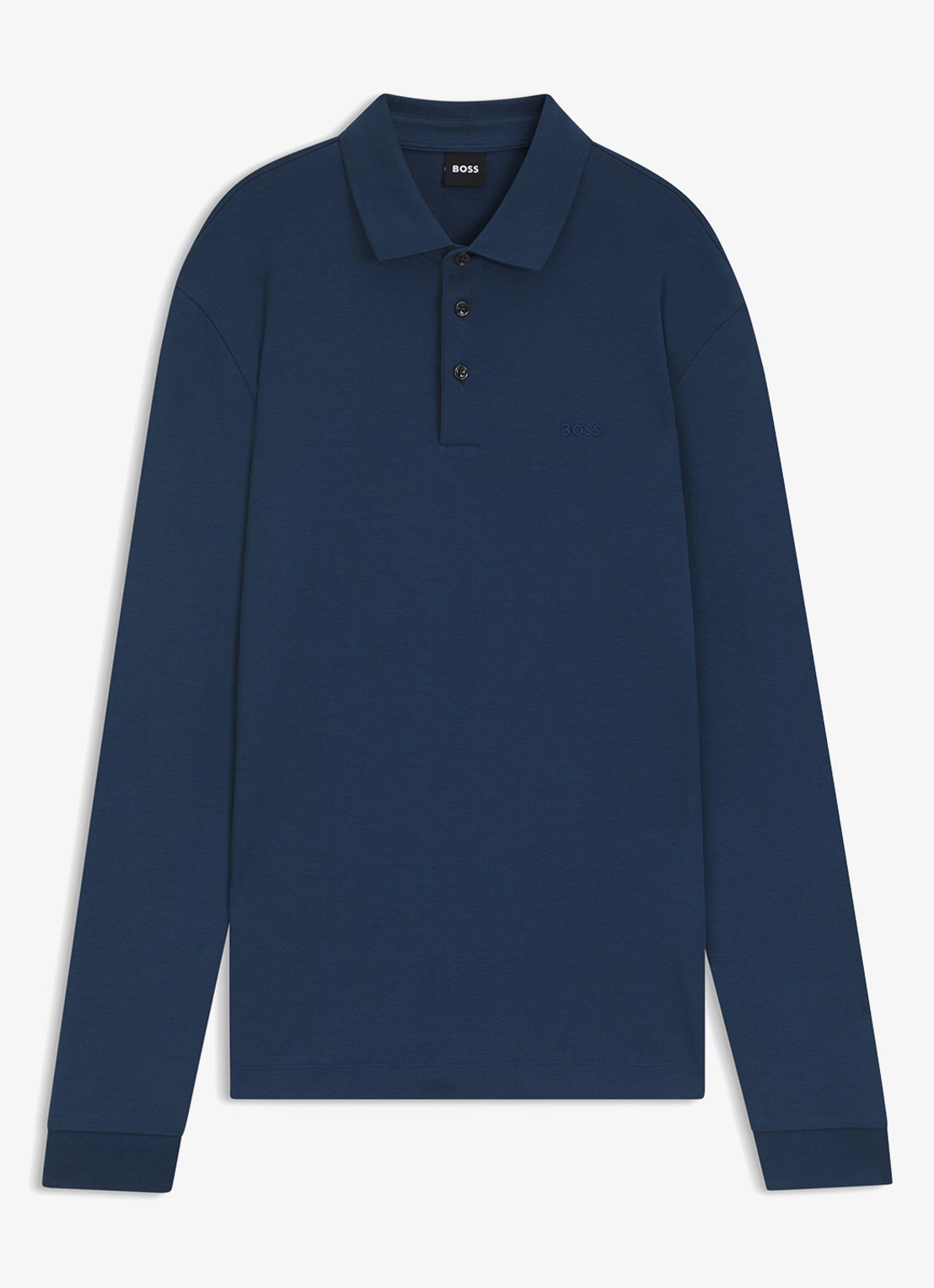 BOSS Regular fit polo van katoen - voorkant 4 petrol