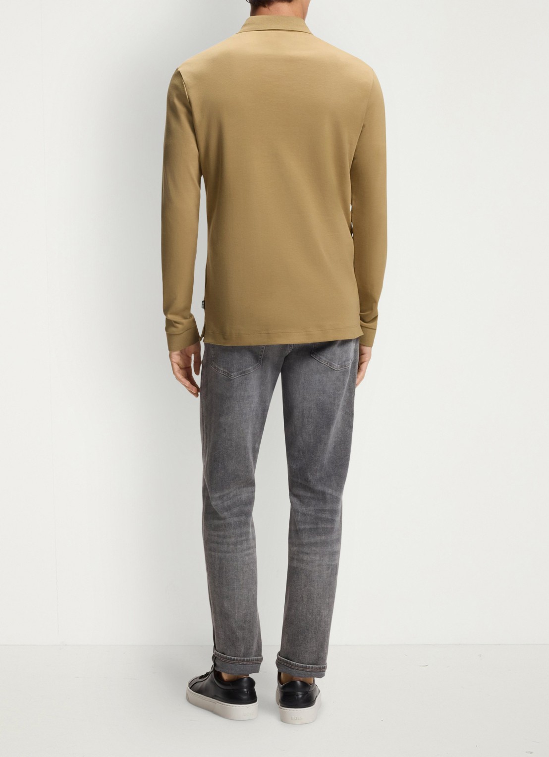 BOSS Regular fit polo van katoen - achterkant 5 donkerbeige
