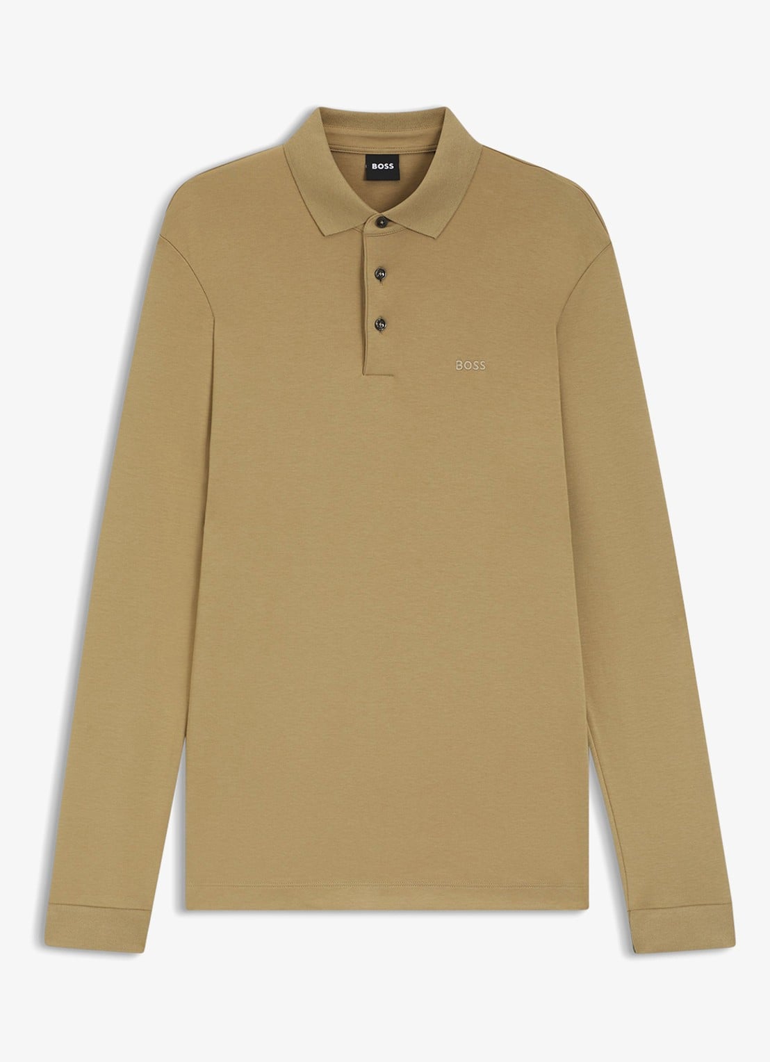 BOSS Regular fit polo van katoen - voorkant donkerbeige