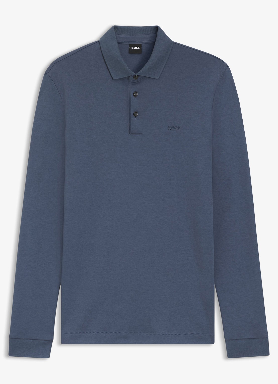 BOSS Regular fit polo van katoen - voorkant 2 blauwgrijs