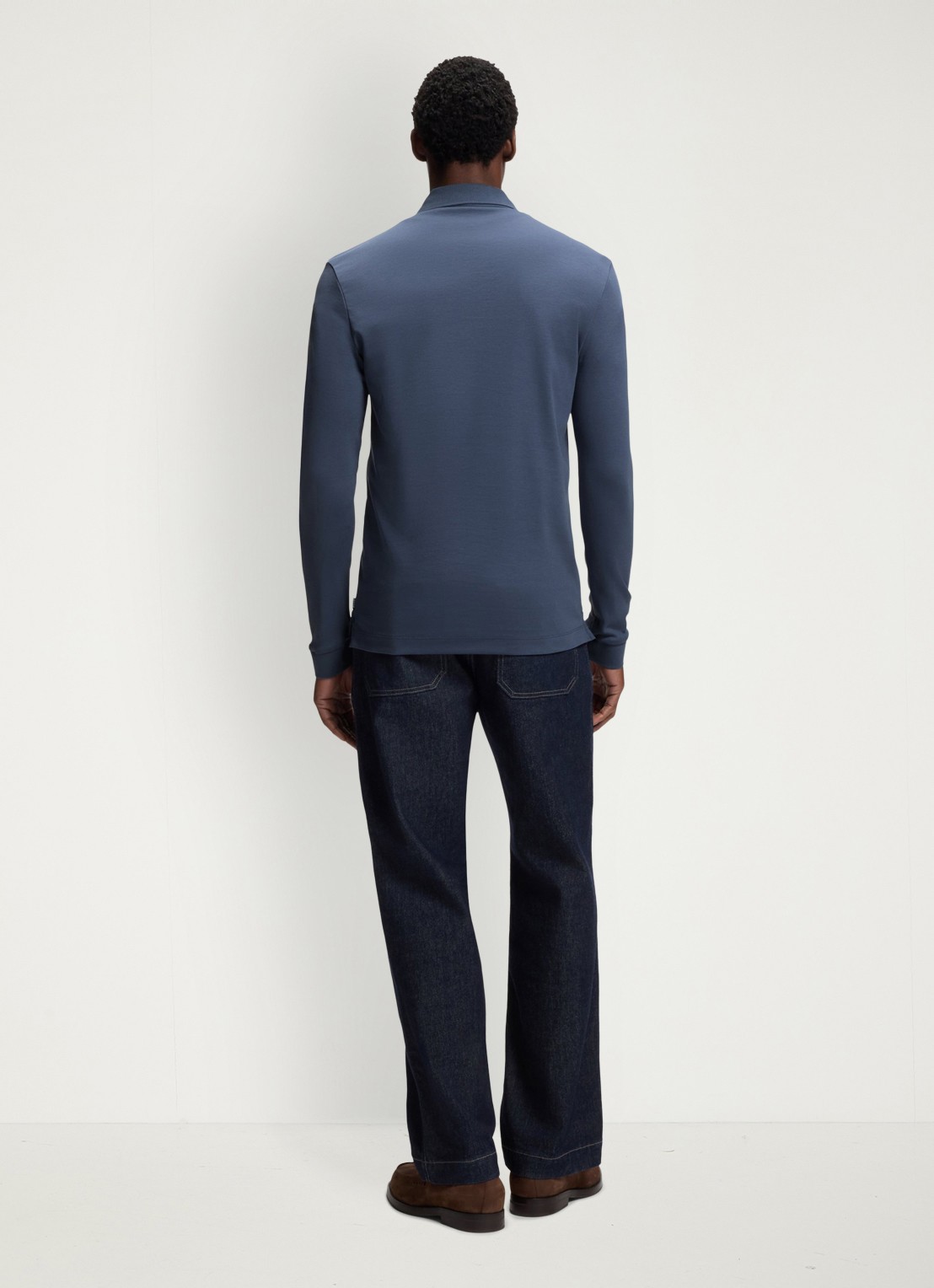 BOSS Regular fit polo van katoen - achterkant blauwgrijs