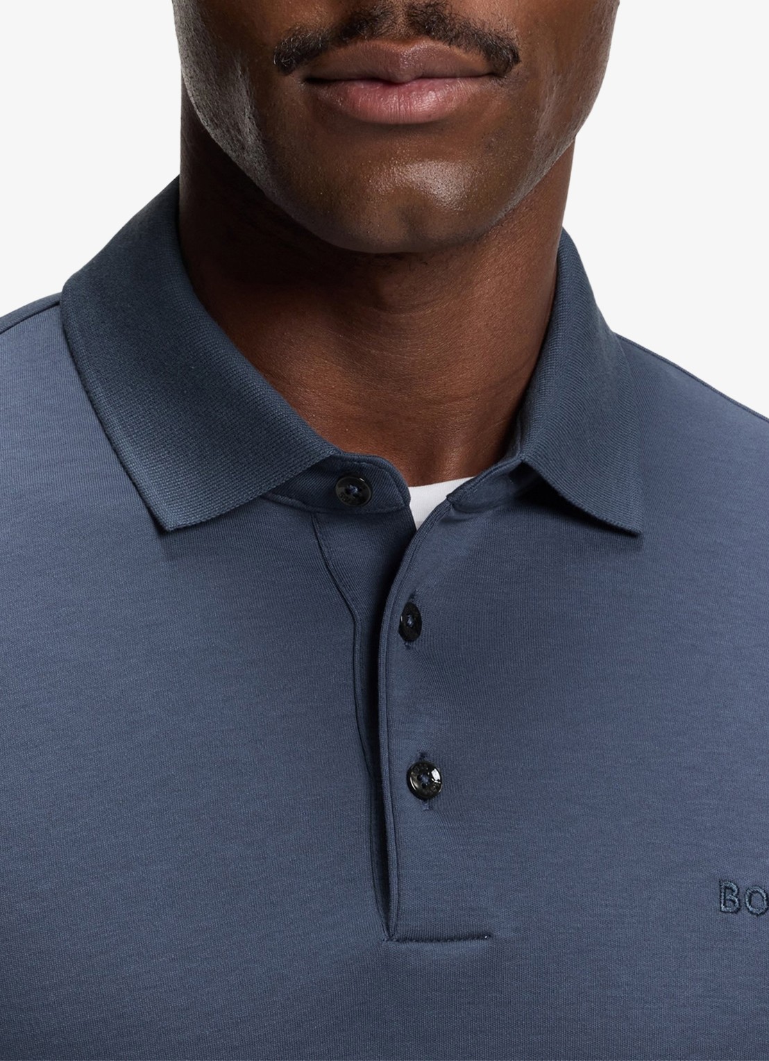 BOSS Regular fit polo van katoen - detail 5 blauwgrijs