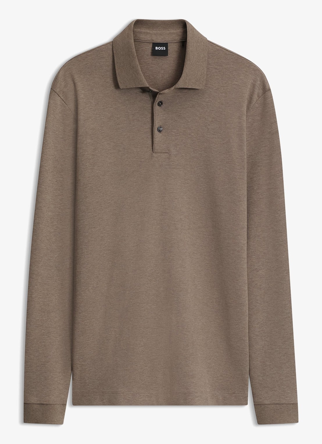 BOSS Regular fit polo van katoen - voorkant open brown-240 / beige