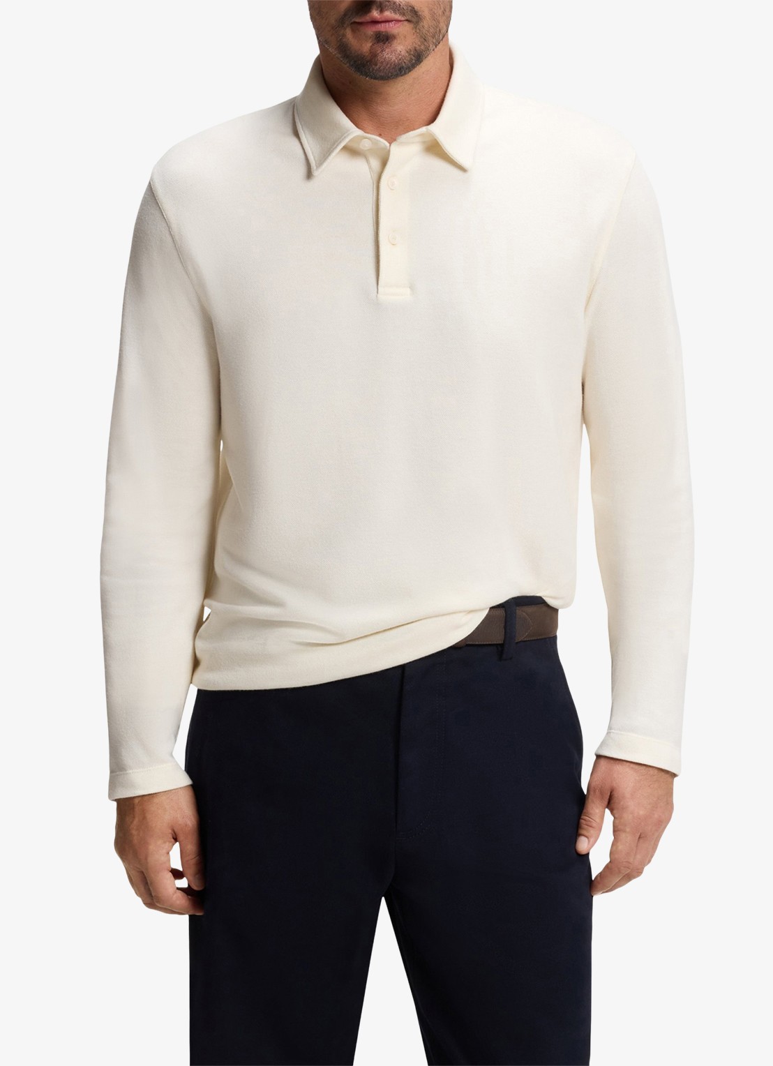 BOSS Regular fit polo - detail 3 open white-130 / wit