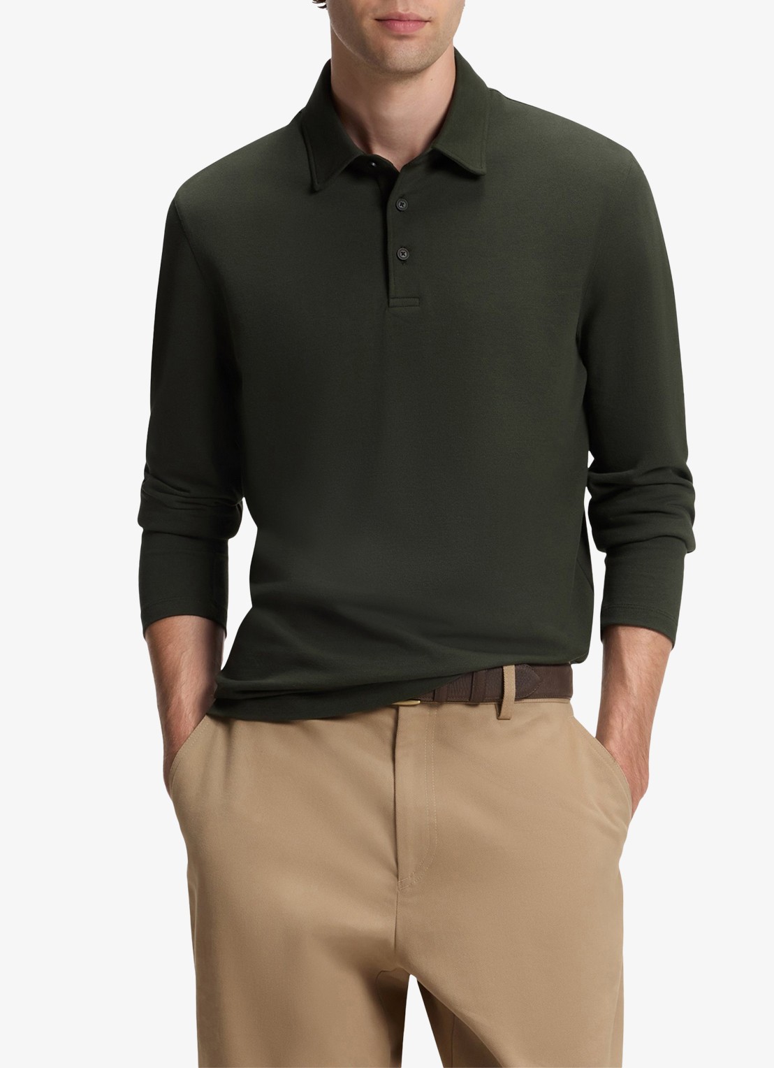 BOSS Regular fit polo - detail open green-383 / groen