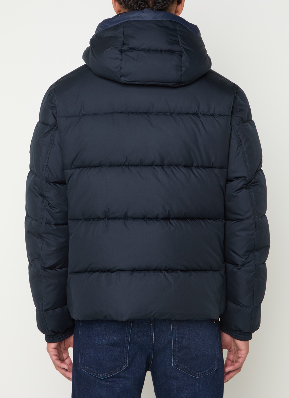 BOSS Regular-fit puffer jack van waterafstotend materiaal - achterkant donkerblauw