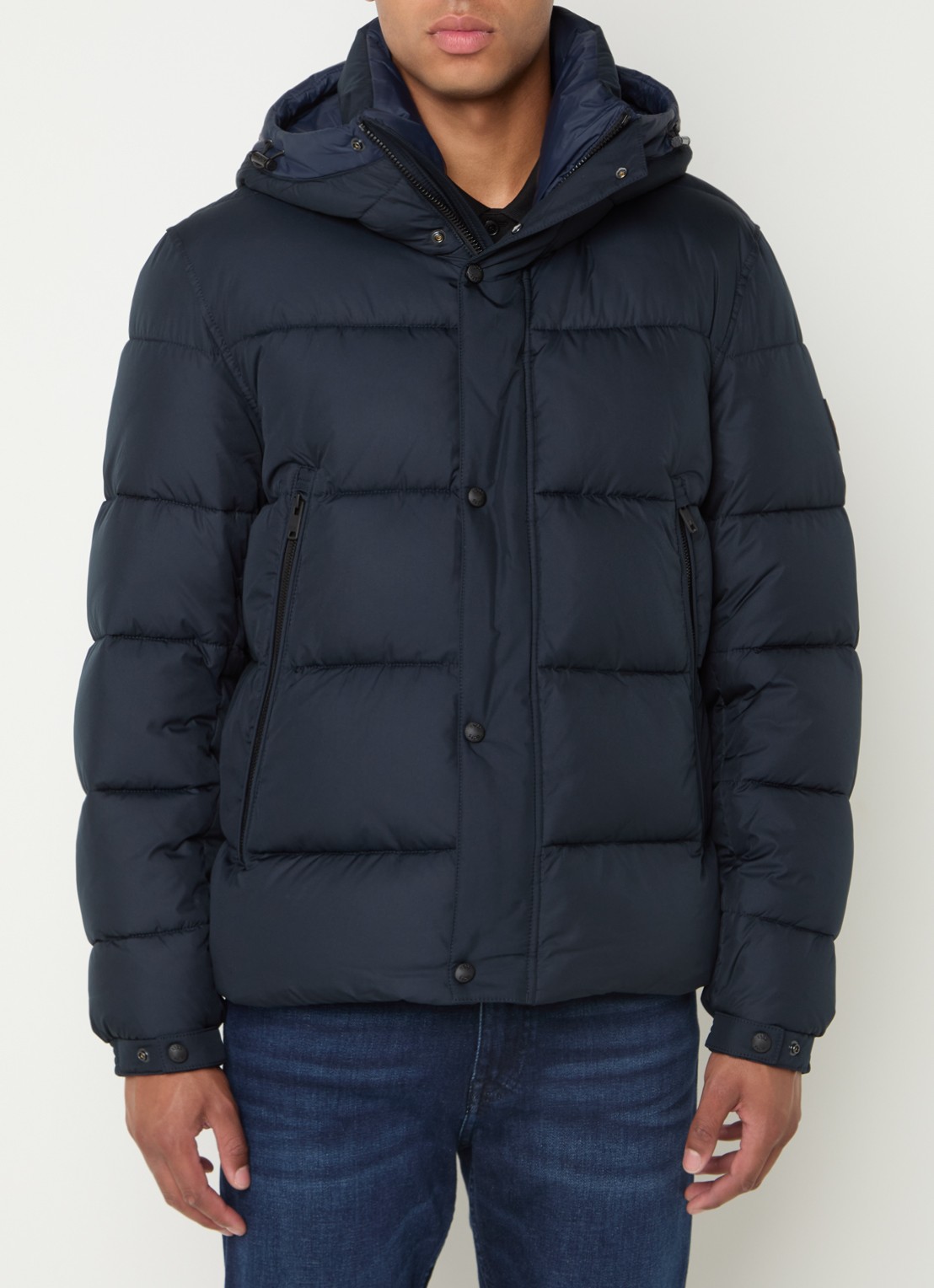 BOSS Regular-fit puffer jack van waterafstotend materiaal - detail 4 donkerblauw