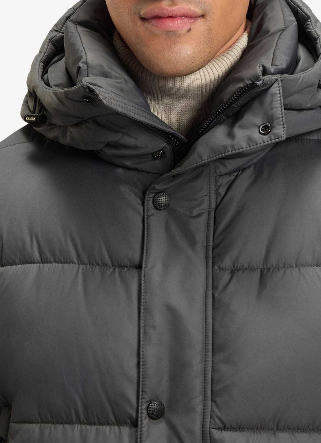BOSS Regular-fit puffer jack van waterafstotend materiaal - detail 5 open grey-062 / grijs