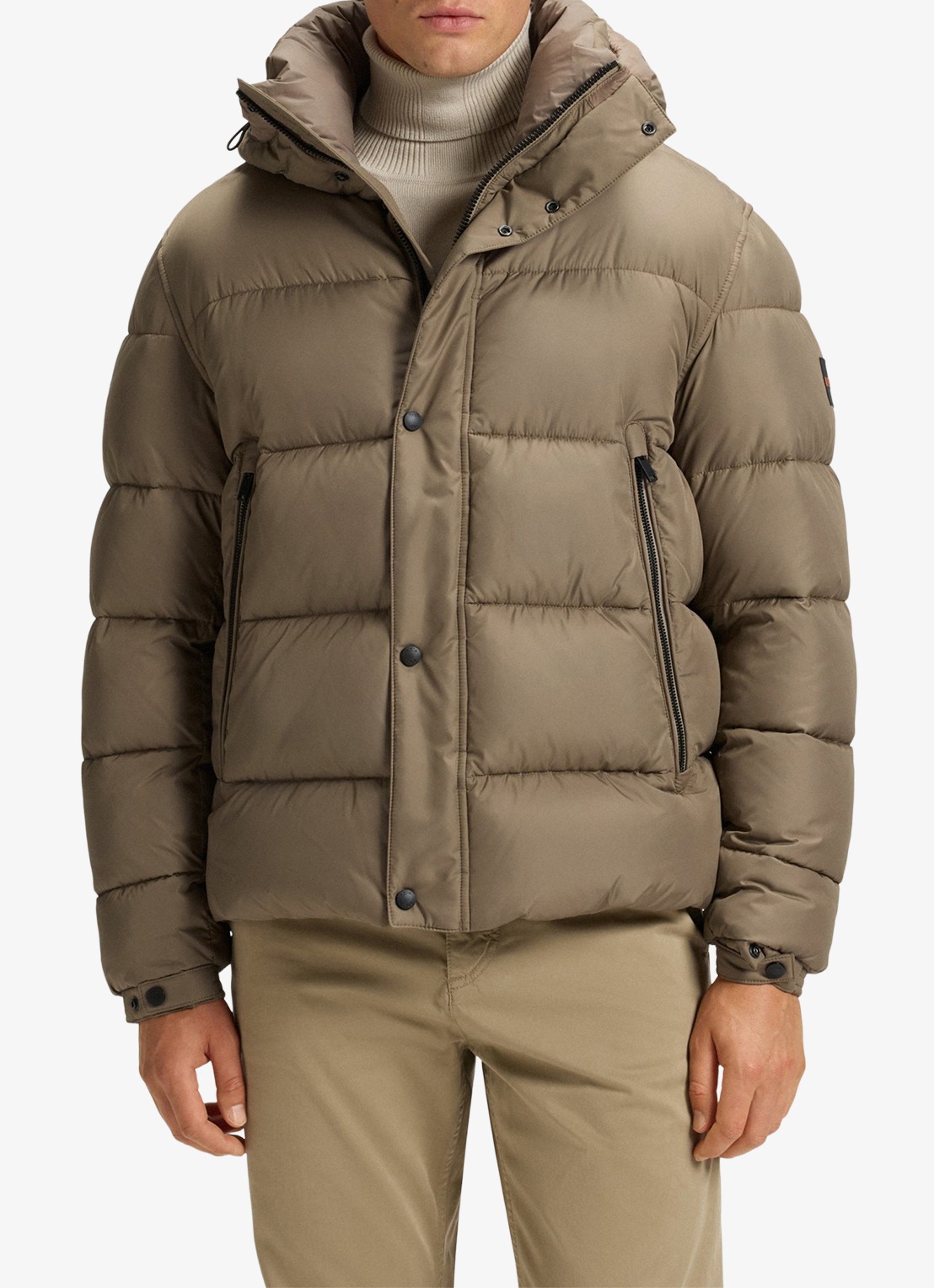 BOSS Regular-fit puffer jack van waterafstotend materiaal - detail open green-346