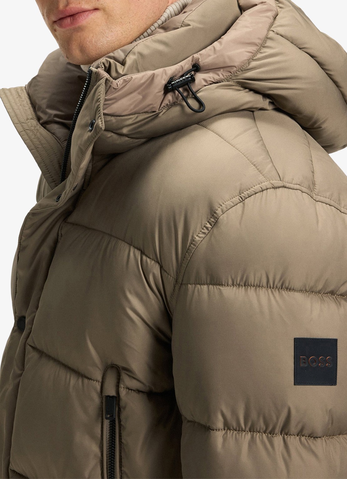 BOSS Regular-fit puffer jack van waterafstotend materiaal - detail 2 open green-346