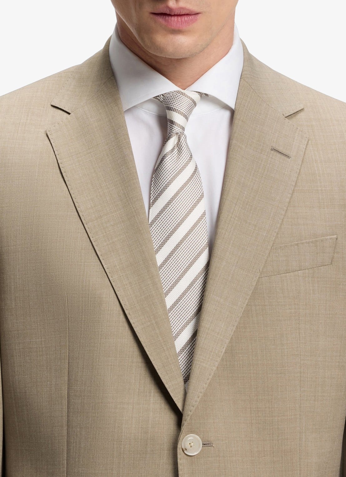 BOSS Regular-fit tweedelig pak van onderhoudsvriendelijk materiaal - detail 5 beige/khaki-250