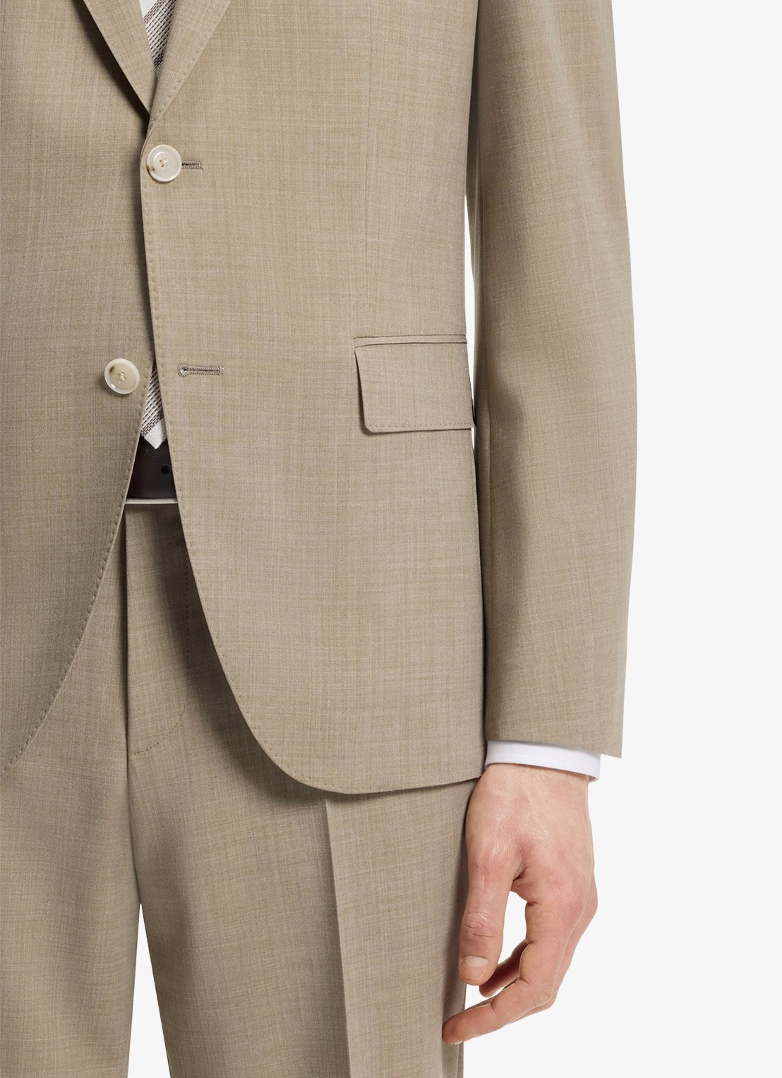BOSS Regular-fit tweedelig pak van onderhoudsvriendelijk materiaal - detail 7 beige/khaki-250
