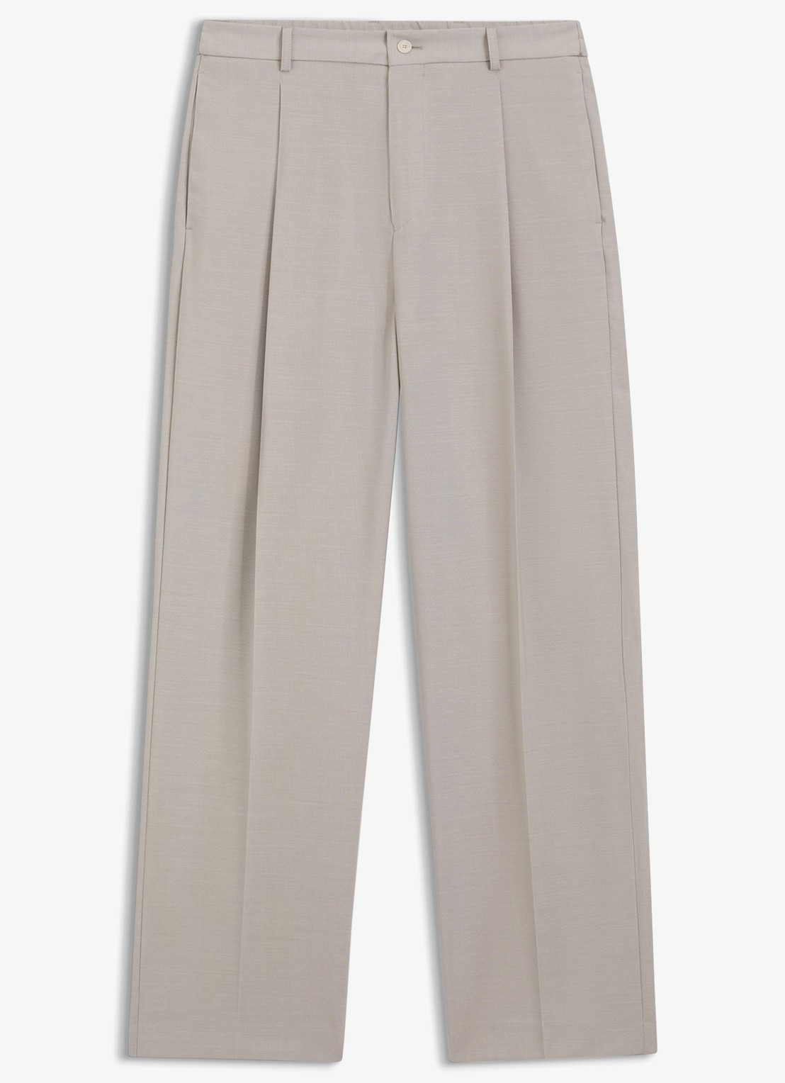 BOSS Relaxed fit broek van scheerwol - voorkant 2 beige