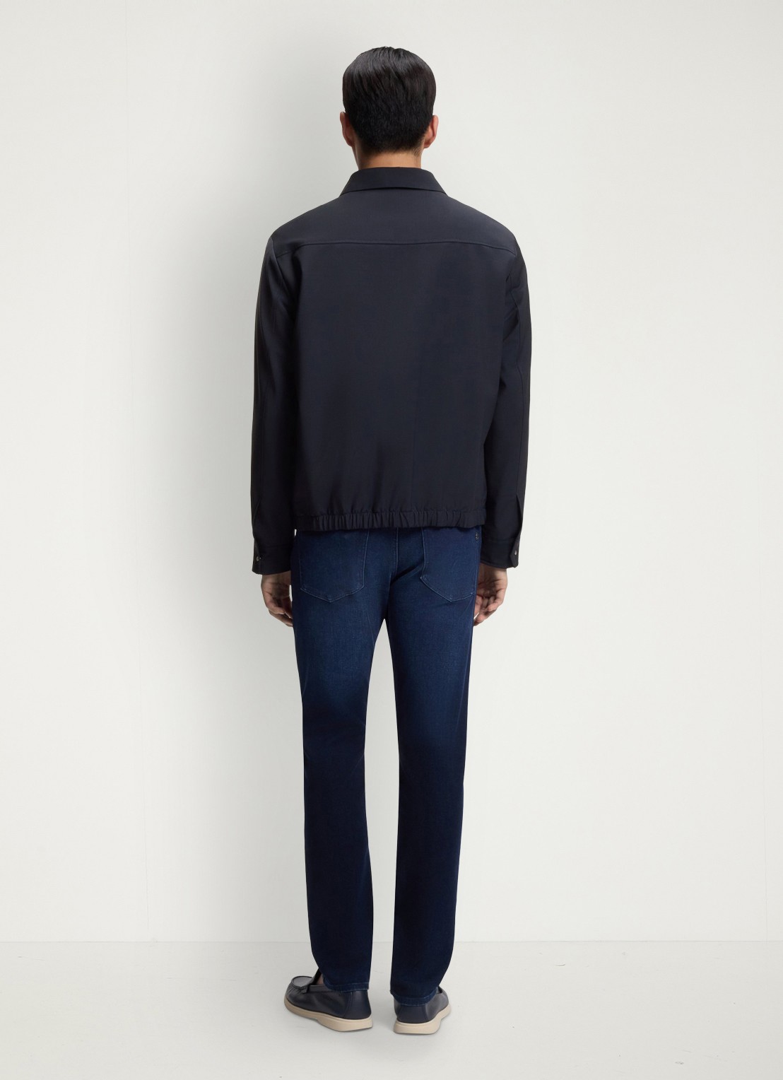 BOSS Relaxed fit overshirt in wolblend - achterkant 4 donkerblauw