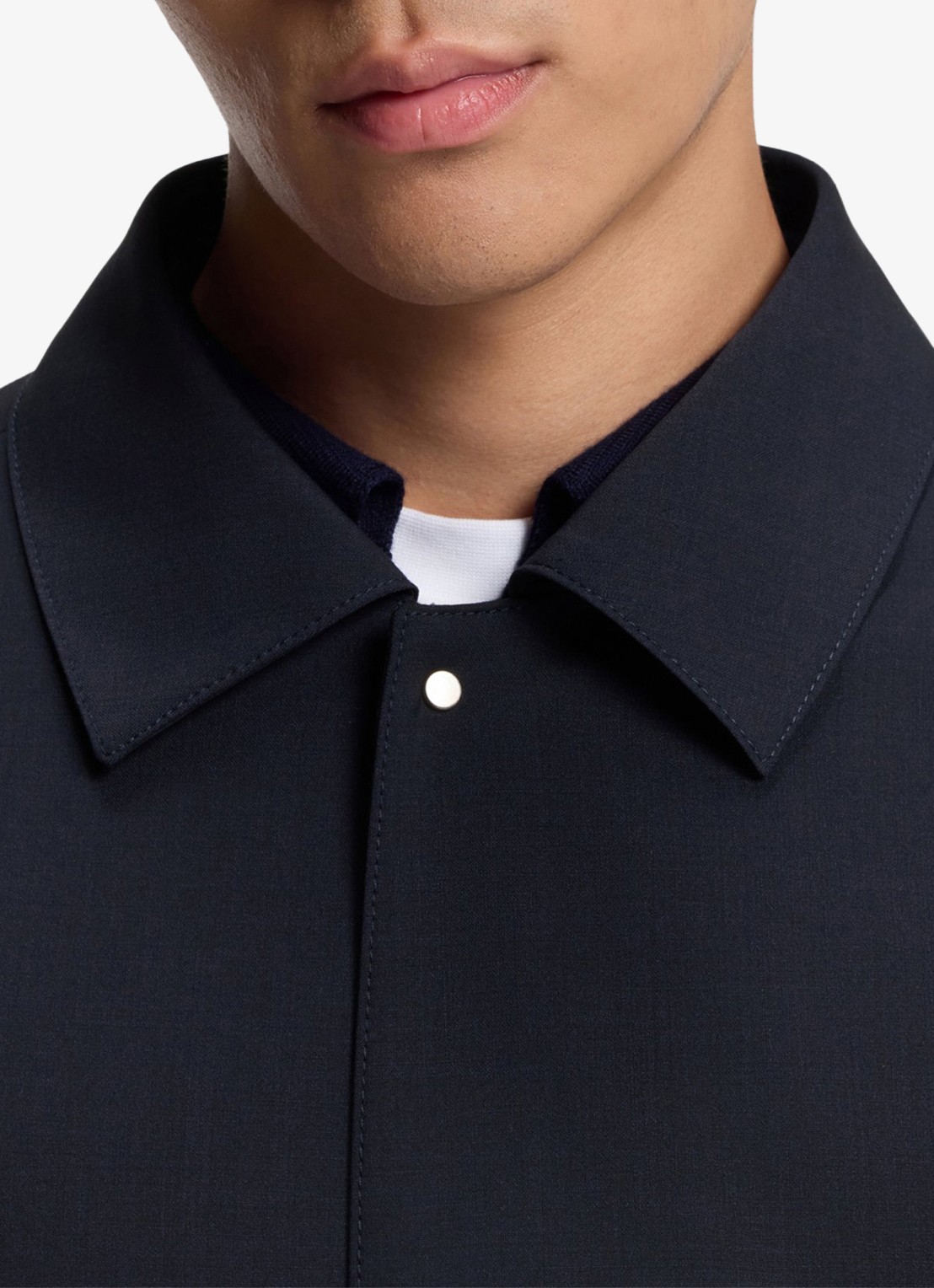 BOSS Relaxed fit overshirt in wolblend - detail 2 donkerblauw