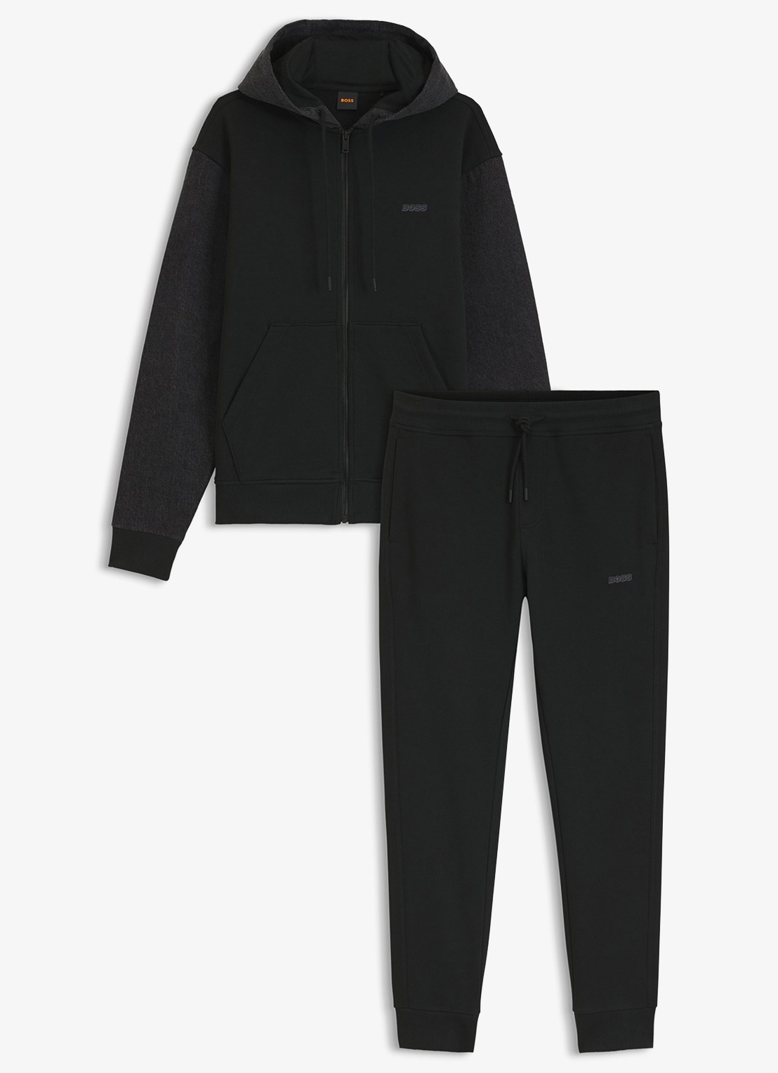 BOSS Relaxed fit trainingspak met logo - voorkant zwart