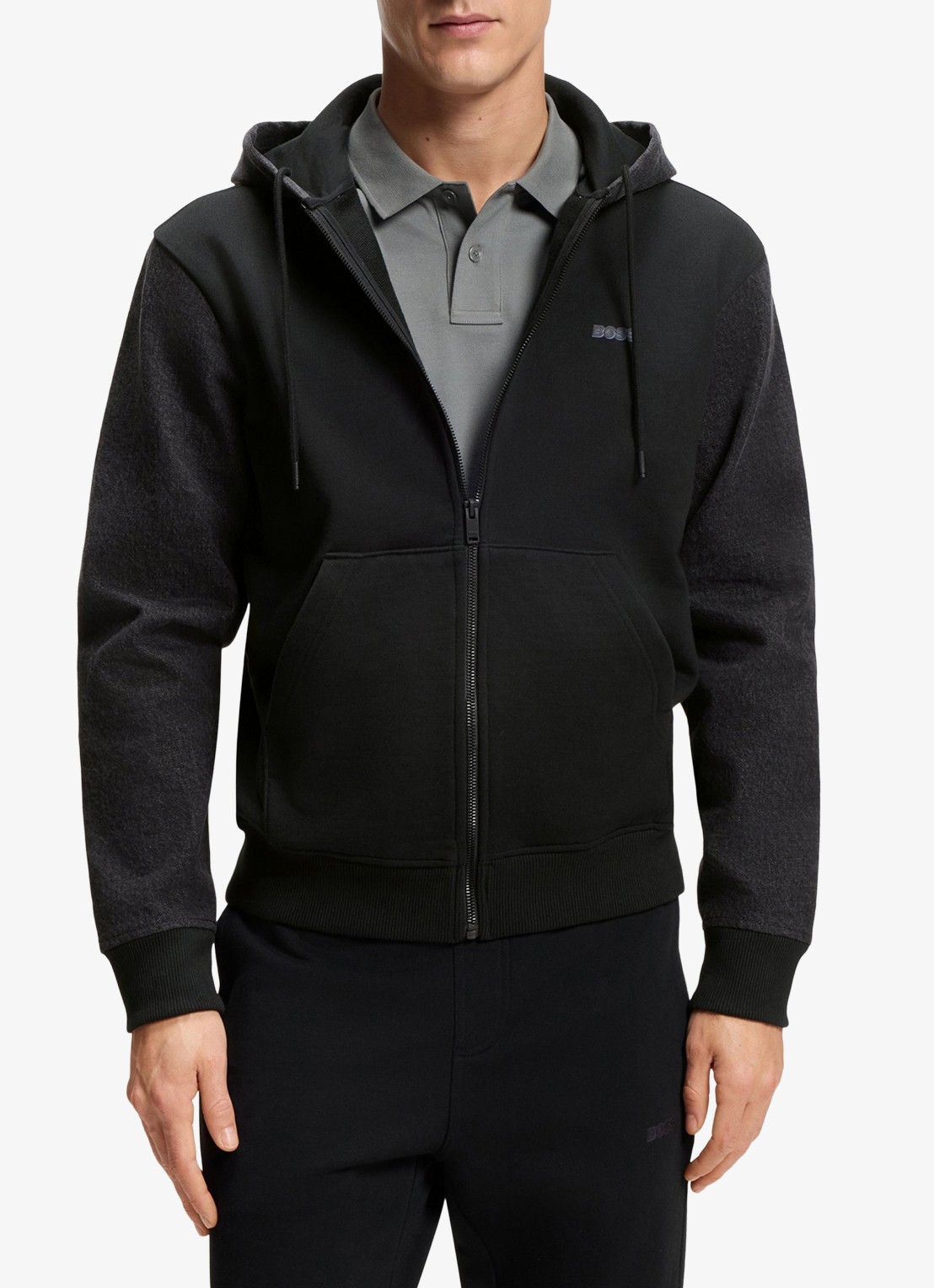 BOSS Relaxed fit trainingspak met logo - voorkant 2 zwart